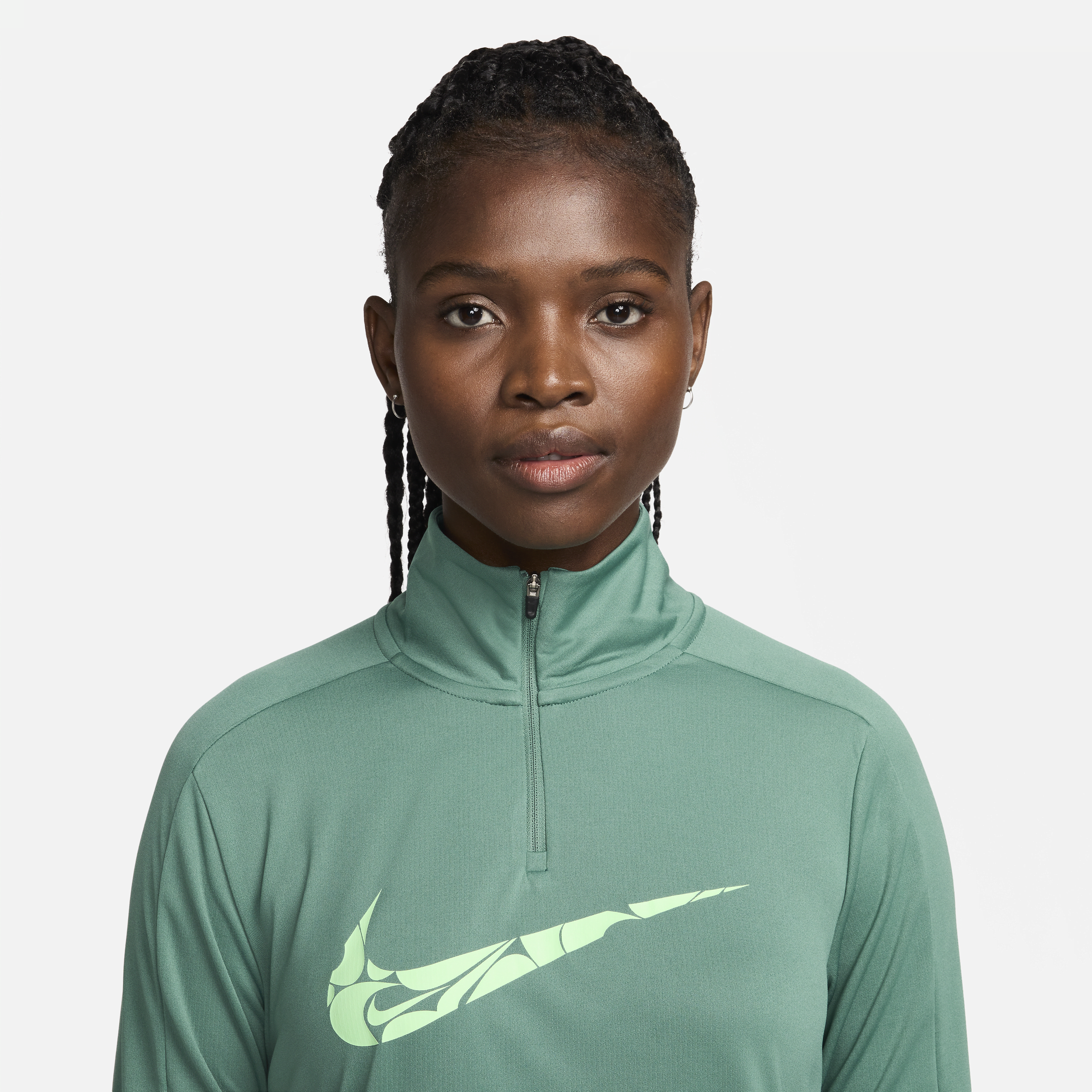 Nike Swoosh Dri-FIT tussenlaag met korte rits voor dames Groen