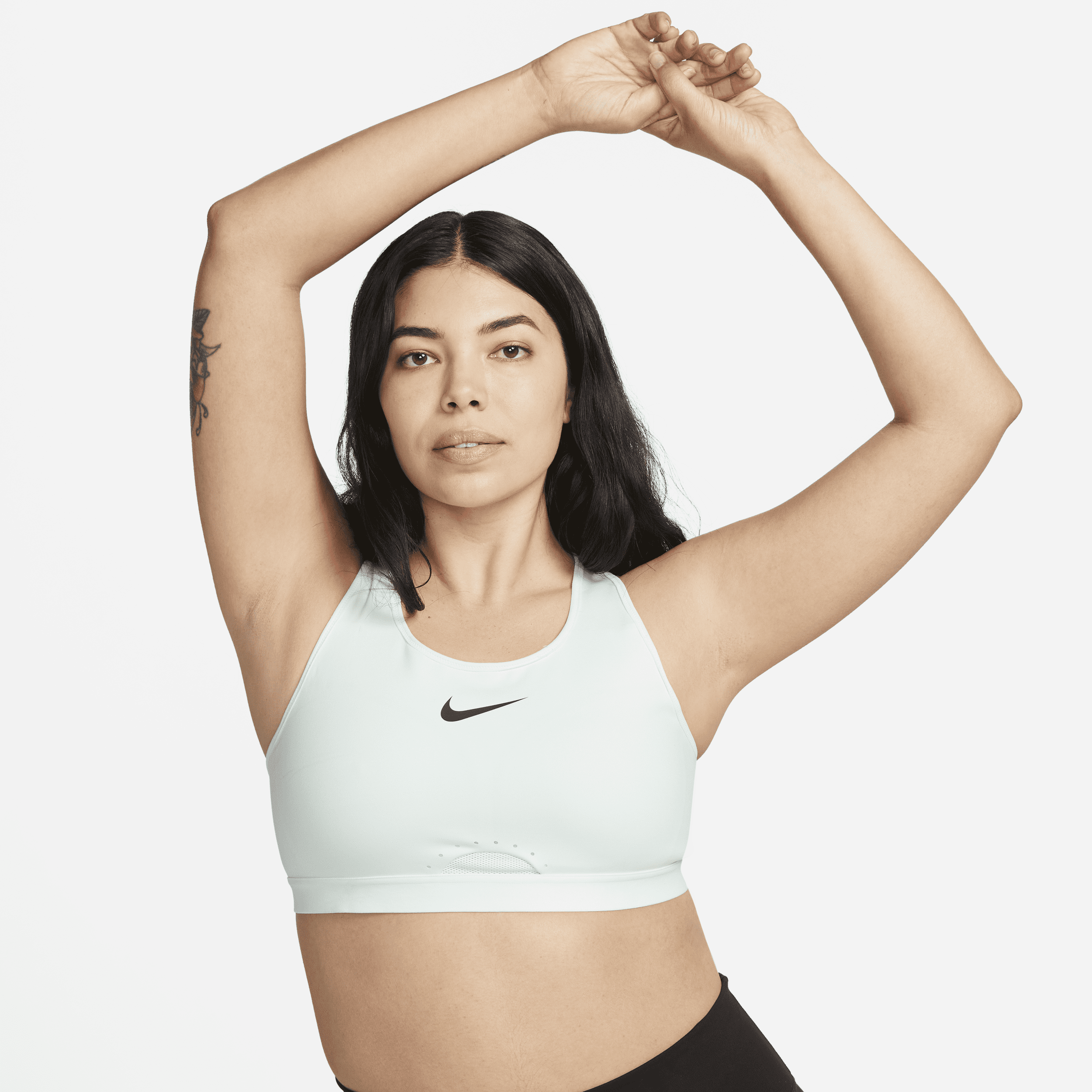 Damski regulowany stanik sportowy z miękkimi miseczkami zapewniający wysokie wsparcie Nike Swoosh - Zieleń