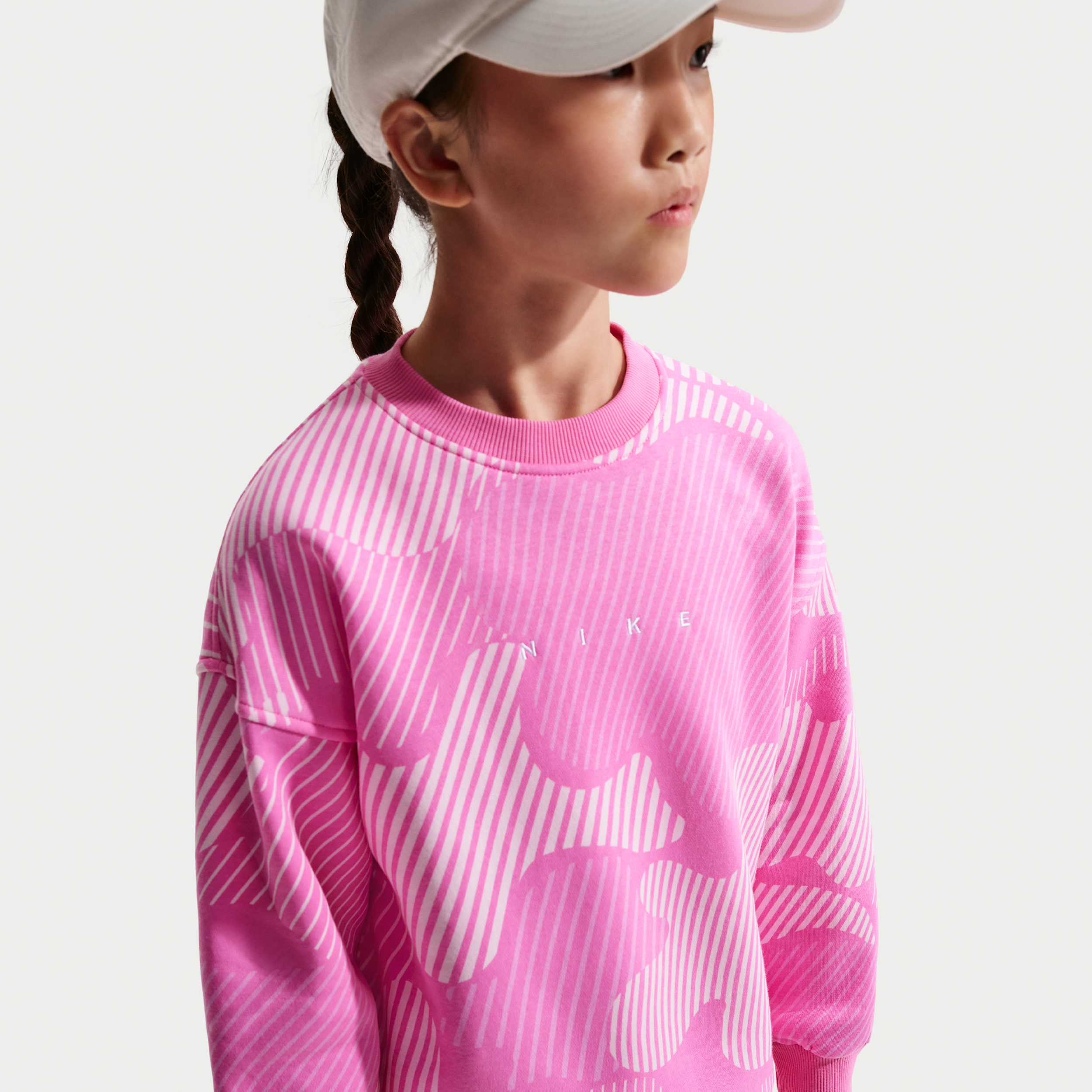 Nike Club Fleece recht sweatshirt met ronde hals voor meisjes - Roze