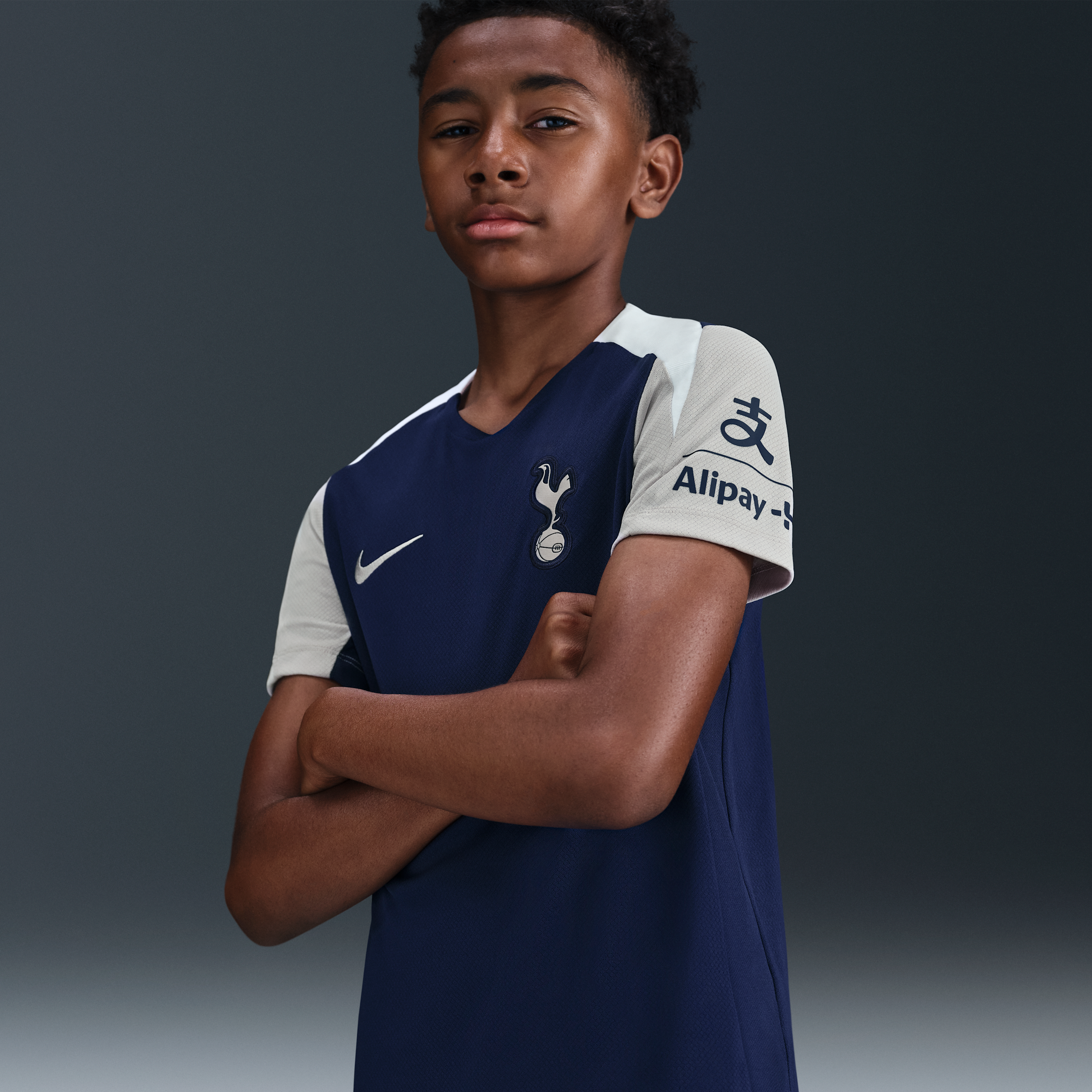 Kortærmet Tottenham Hotspur Strike Nike Dri-FIT-fodboldtrøje til større børn - blå