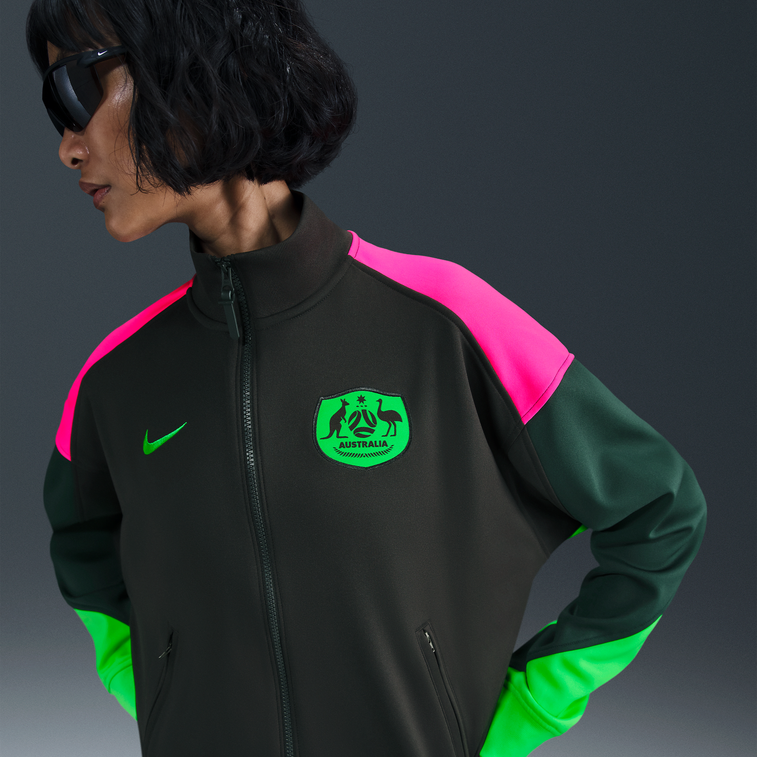 Australia Academy Pro Women's Nike Dri-FIT Football Anthem Jacket - Green - Polyester - 50% Recycled Polyester