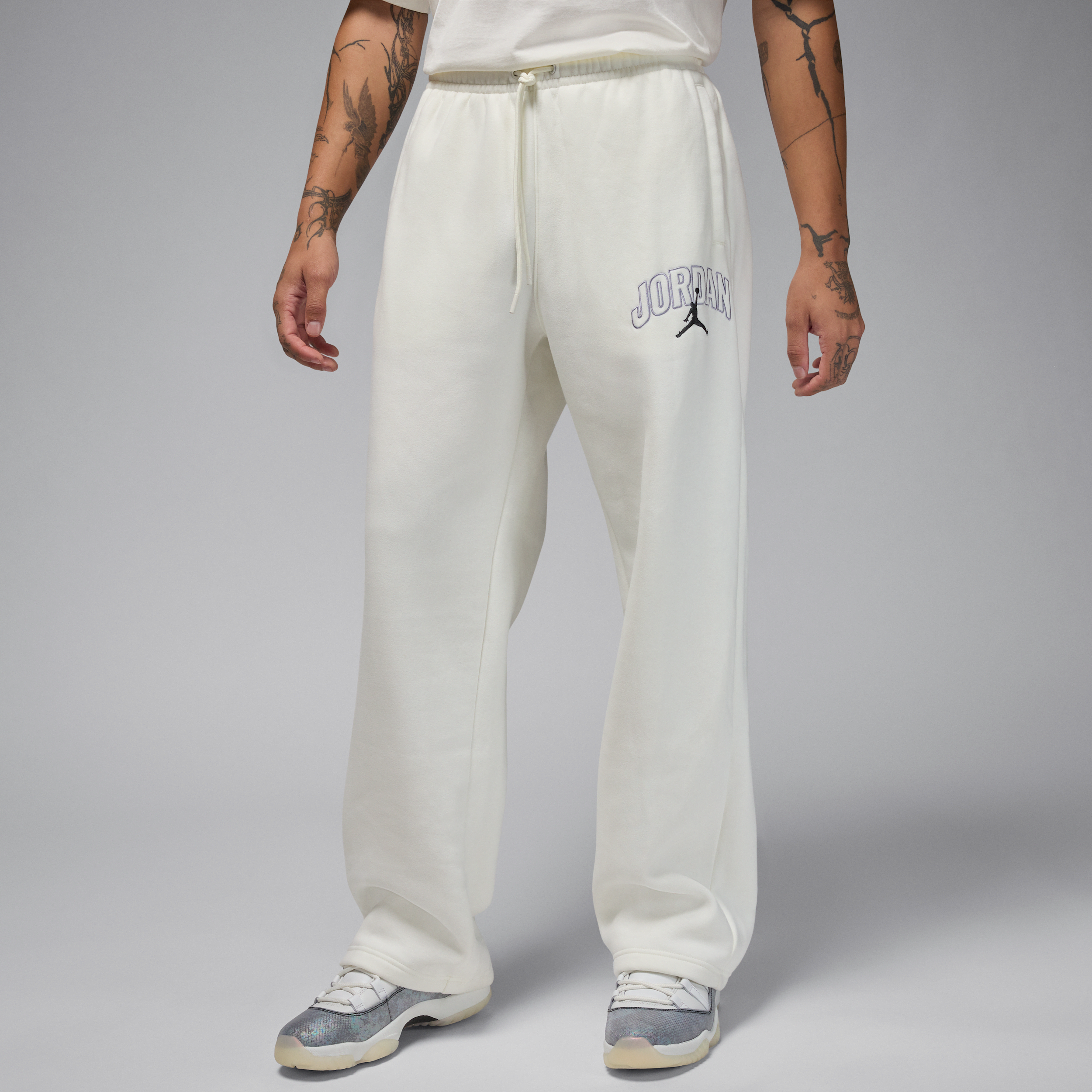 Pantalon oversize à ourlet fendu Jordan Brooklyn Fleece pour homme - Blanc