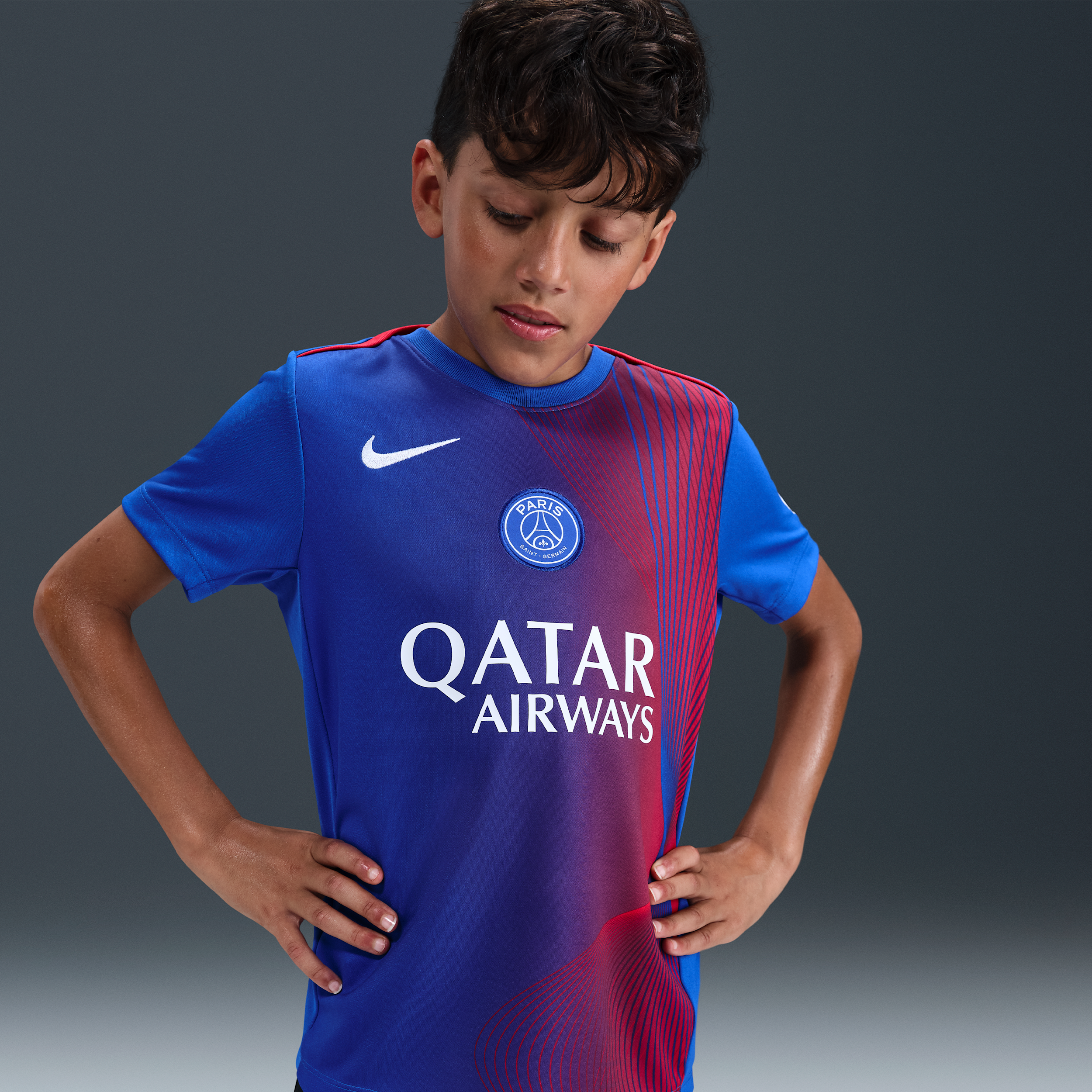 Nike Paris Saint-Germain Academy Pro Derde Dri-FIT warming-uptop voor kids Blauw