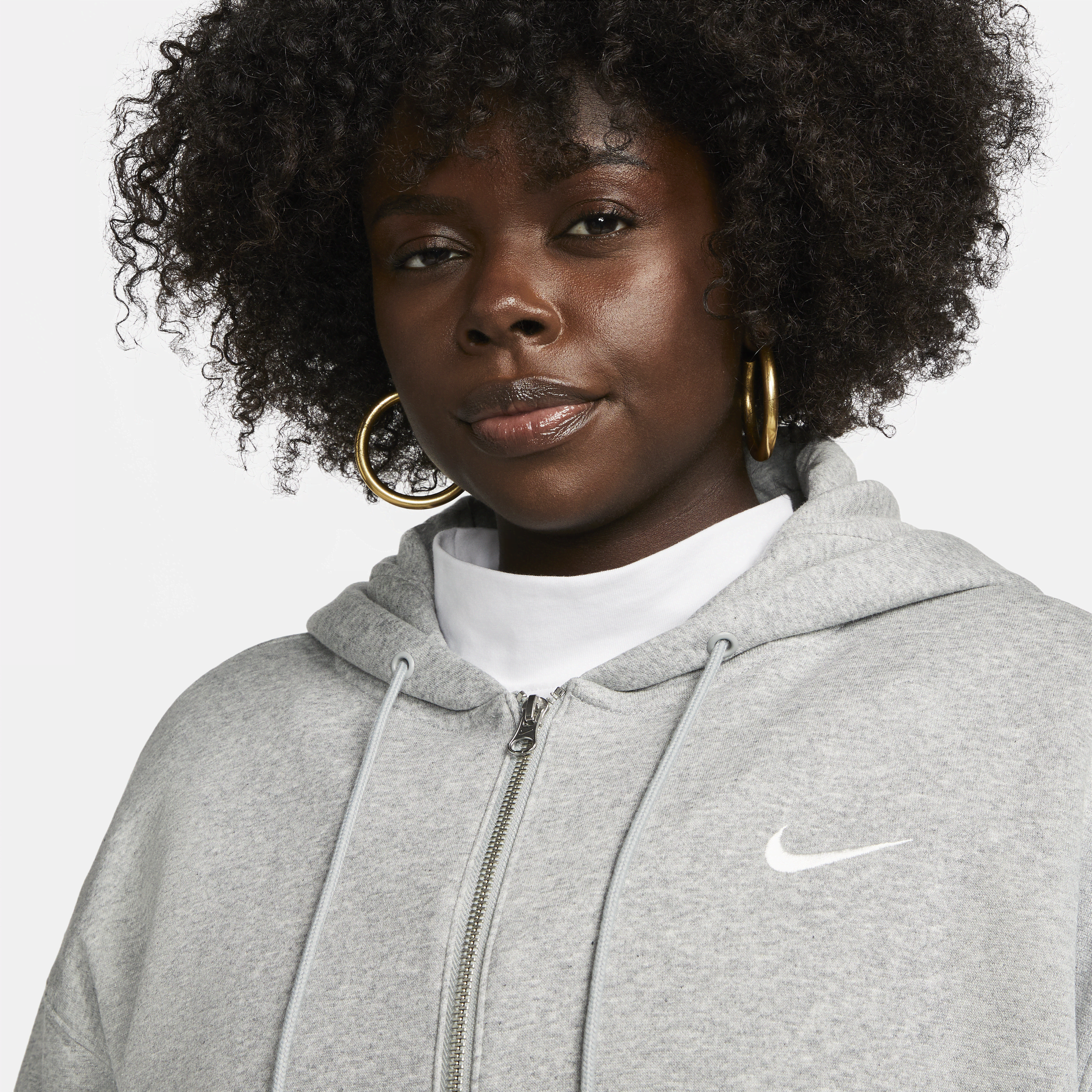 Nike Sportswear Phoenix Fleece Oversized hoodie met rits voor dames (Plus Size) Grijs