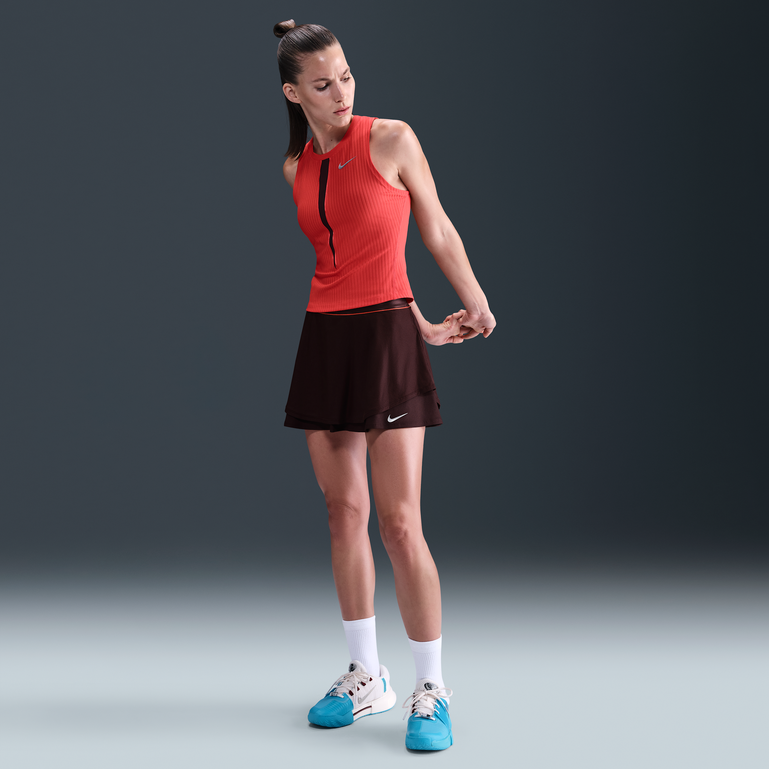 Thumbnail - NikeCourt Slam Dri-FIT-Tennisrock mit hohem Bund (Damen) - Rot