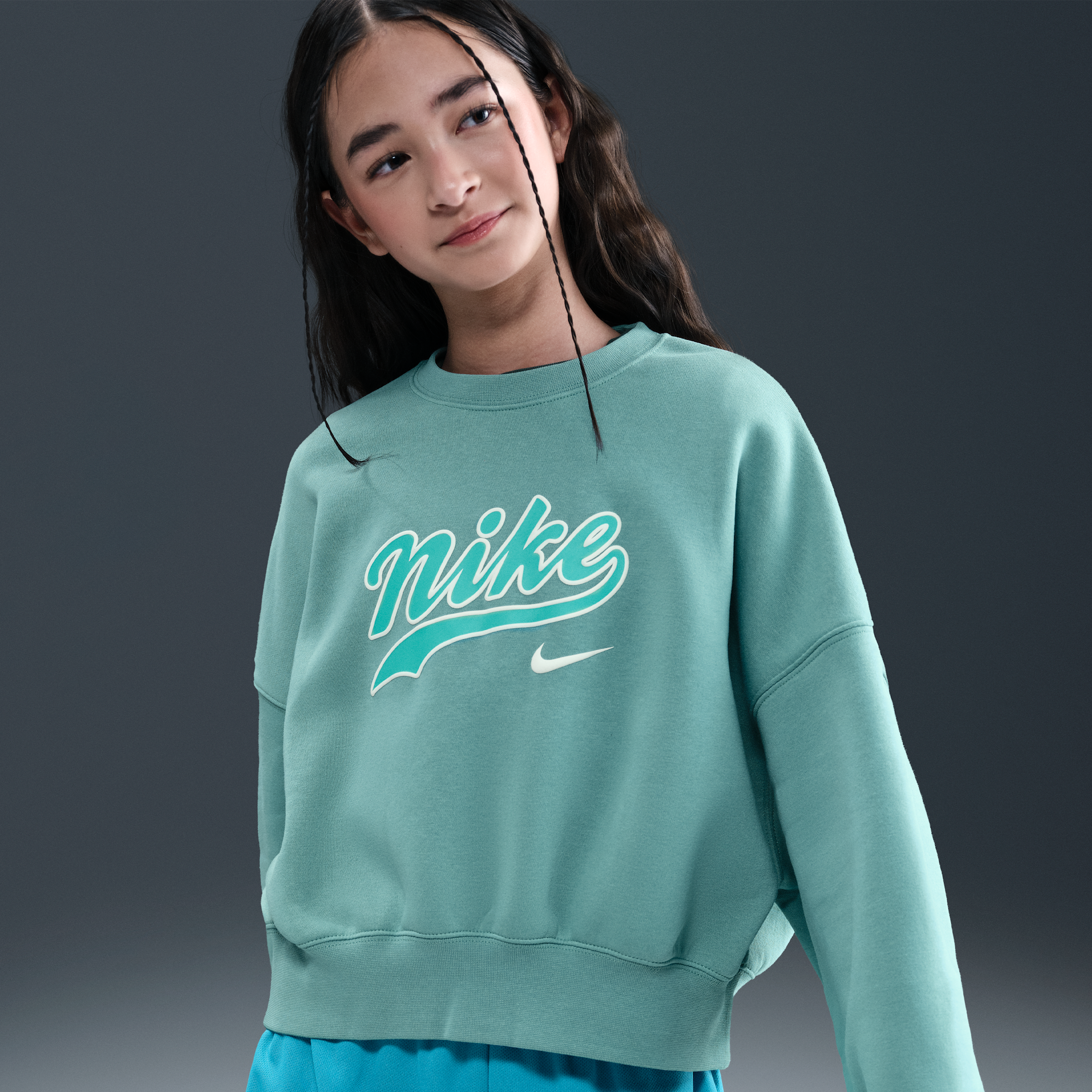 Nike Sportswear kort sweatshirt van fleece voor meisjes Groen