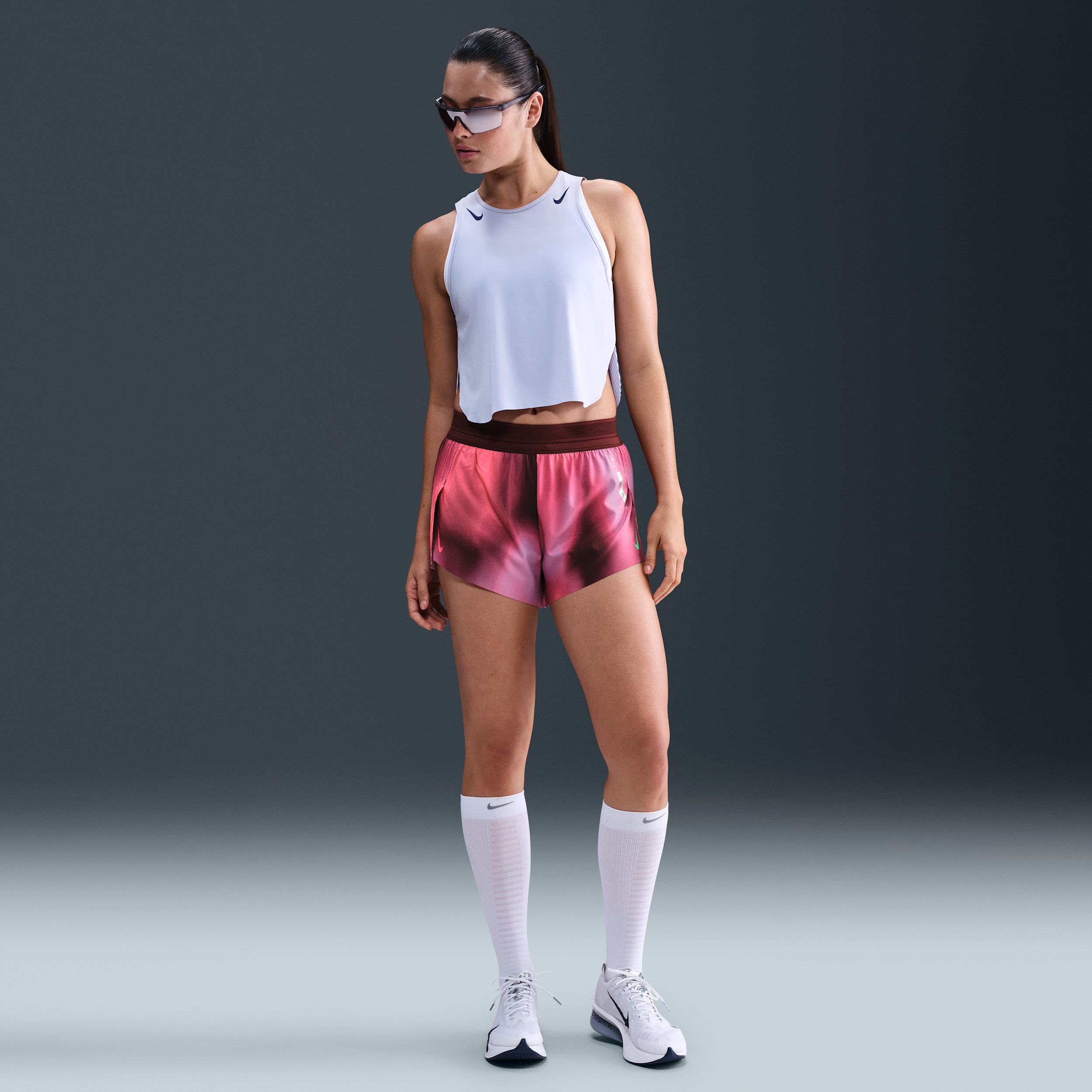 Nike AeroSwift 'Faith Kipyegon' Dri-FIT ADV hardloopshorts met halfhoge taille en binnenbroekje voor dames (8 cm) Paars