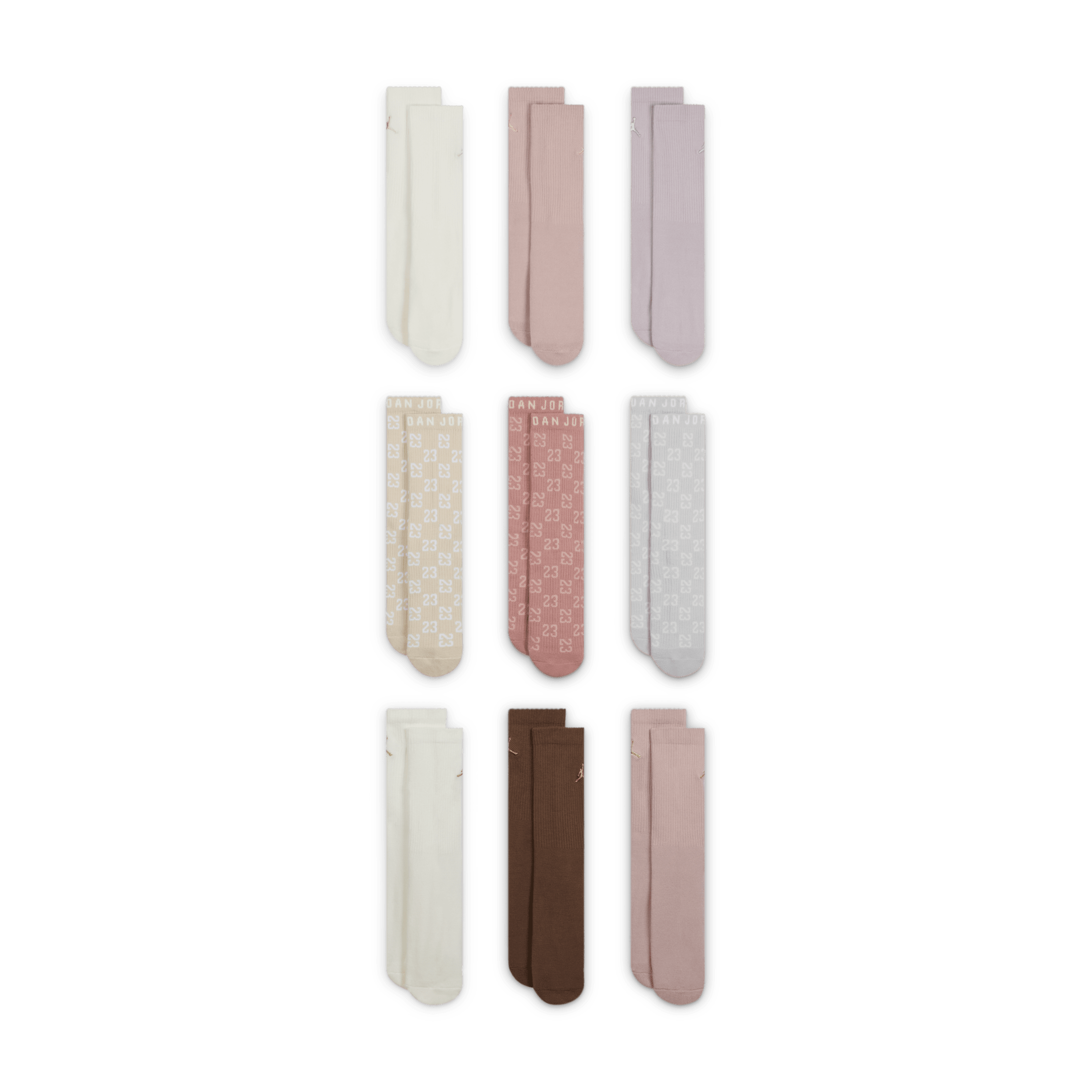 Thumbnail - Jordan Feiertage-Crew-Socken-Geschenkbox für ältere Kinder (9 Paar) - Weiß