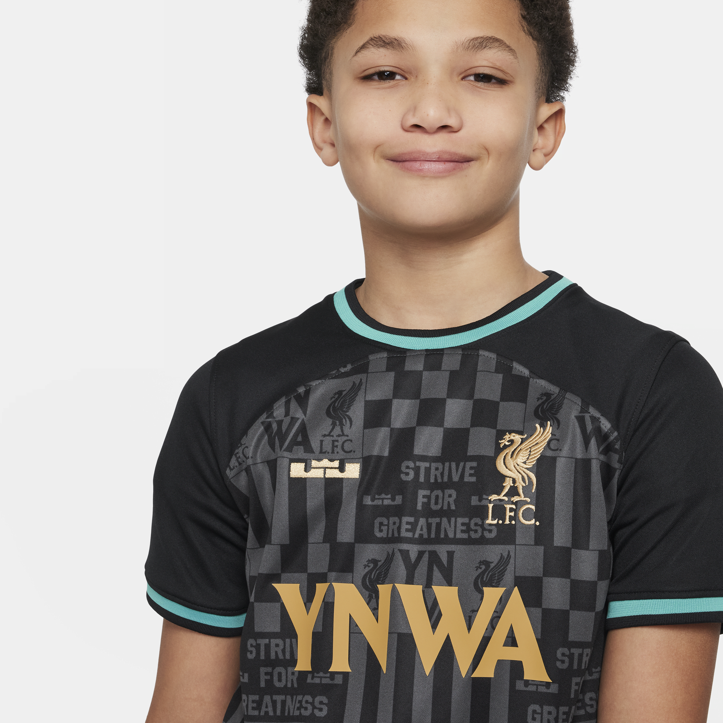 Nike LeBron x Liverpool FC Stadium Dri-FIT replicavoetbalshirt voor kids Zwart