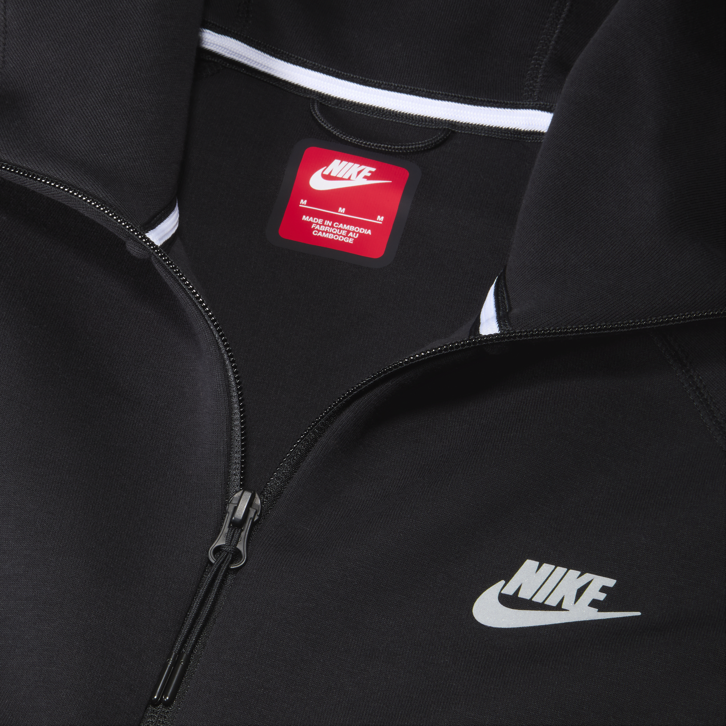 Veste à zip en tissu Fleece à motifs réfléchissants Nike Tech Windrunner pour homme - Noir