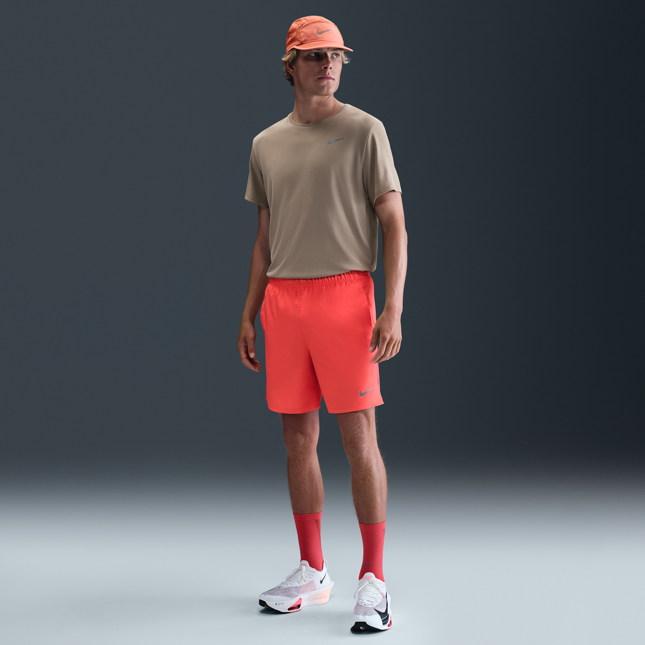 Nike Challenger Men's Dri-FIT 18cm (approx.) Brief-Lined Running Shorts - Red - Polyester