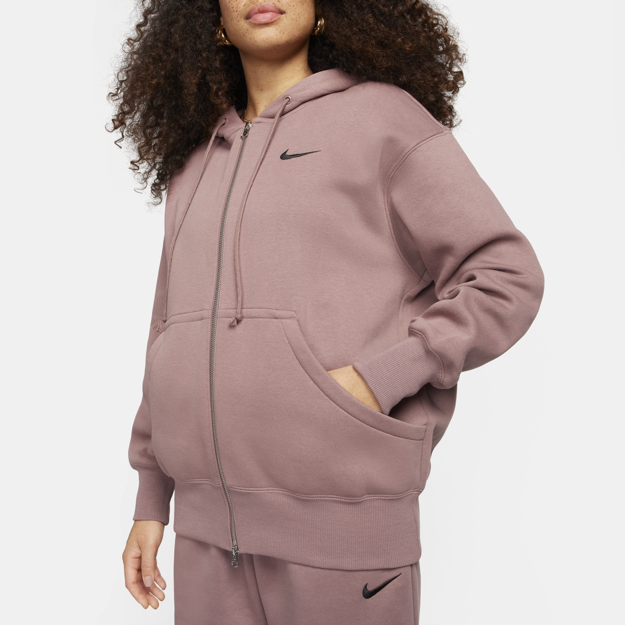 Nike Sportswear Phoenix Fleece Oversized fleecehoodie met rits over de hele lengte voor dames Paars