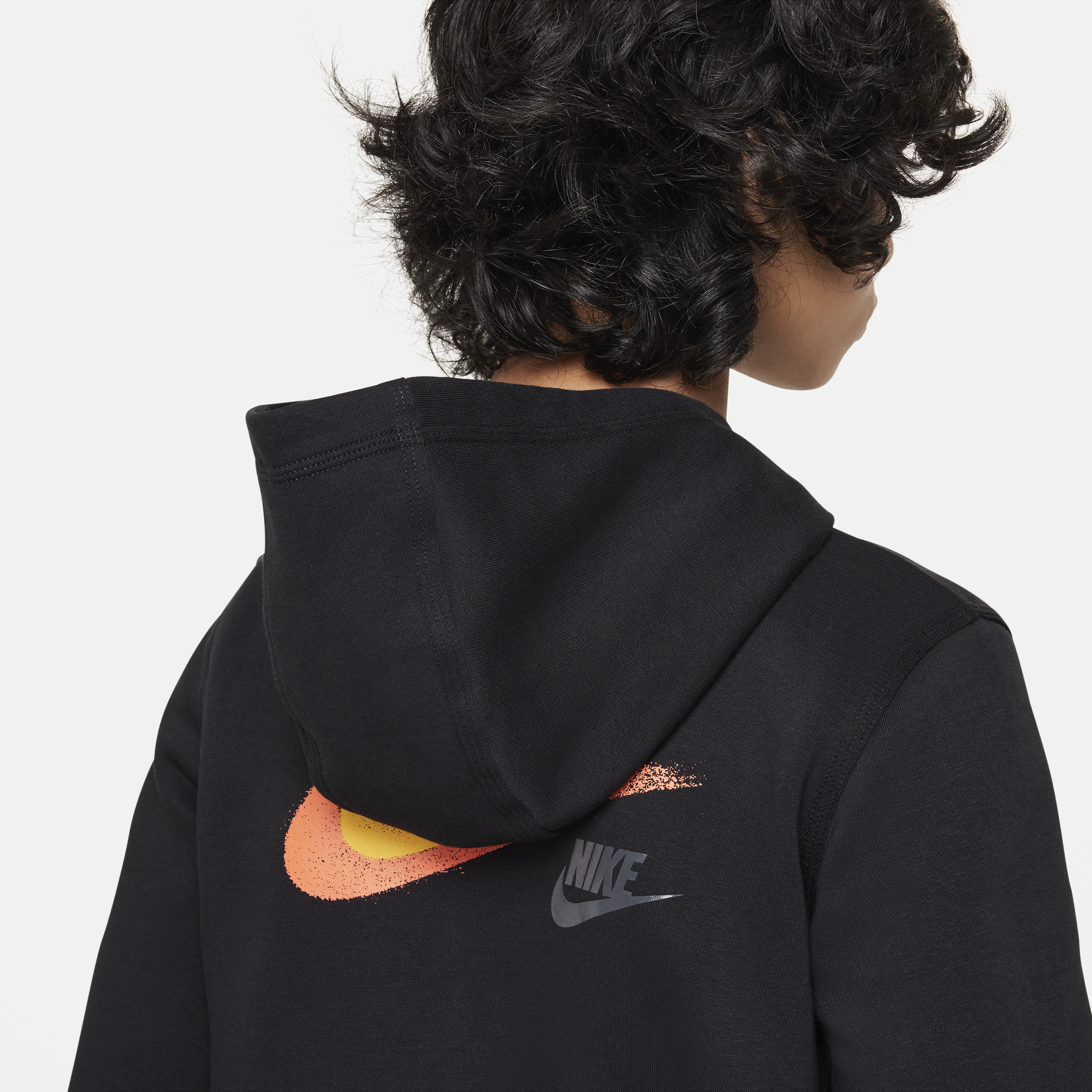 Nike Sportswear fleecehoodie met rits en graphic voor jongens Zwart