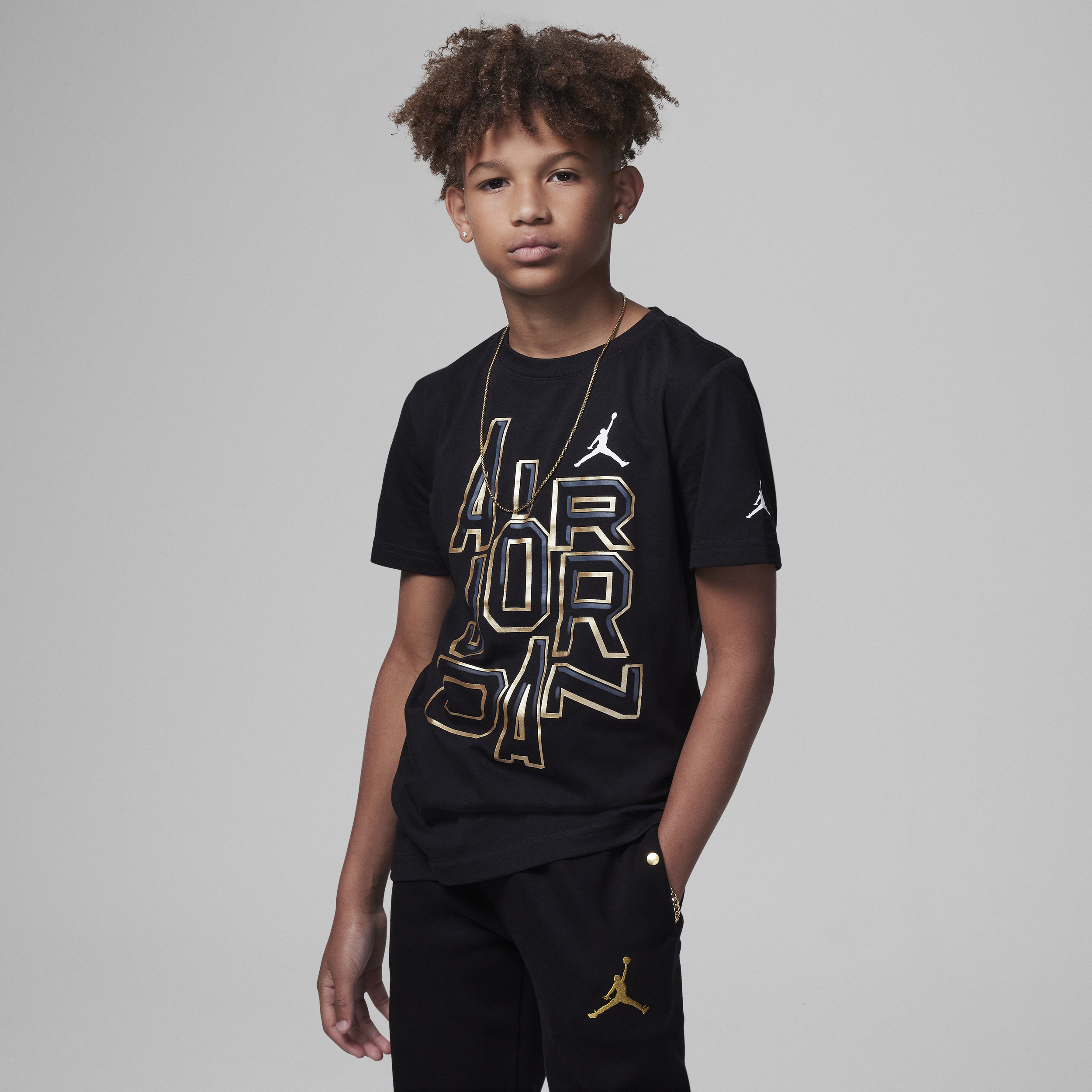 Jordan 23 Gold Line Tee T-shirt voor kids Zwart