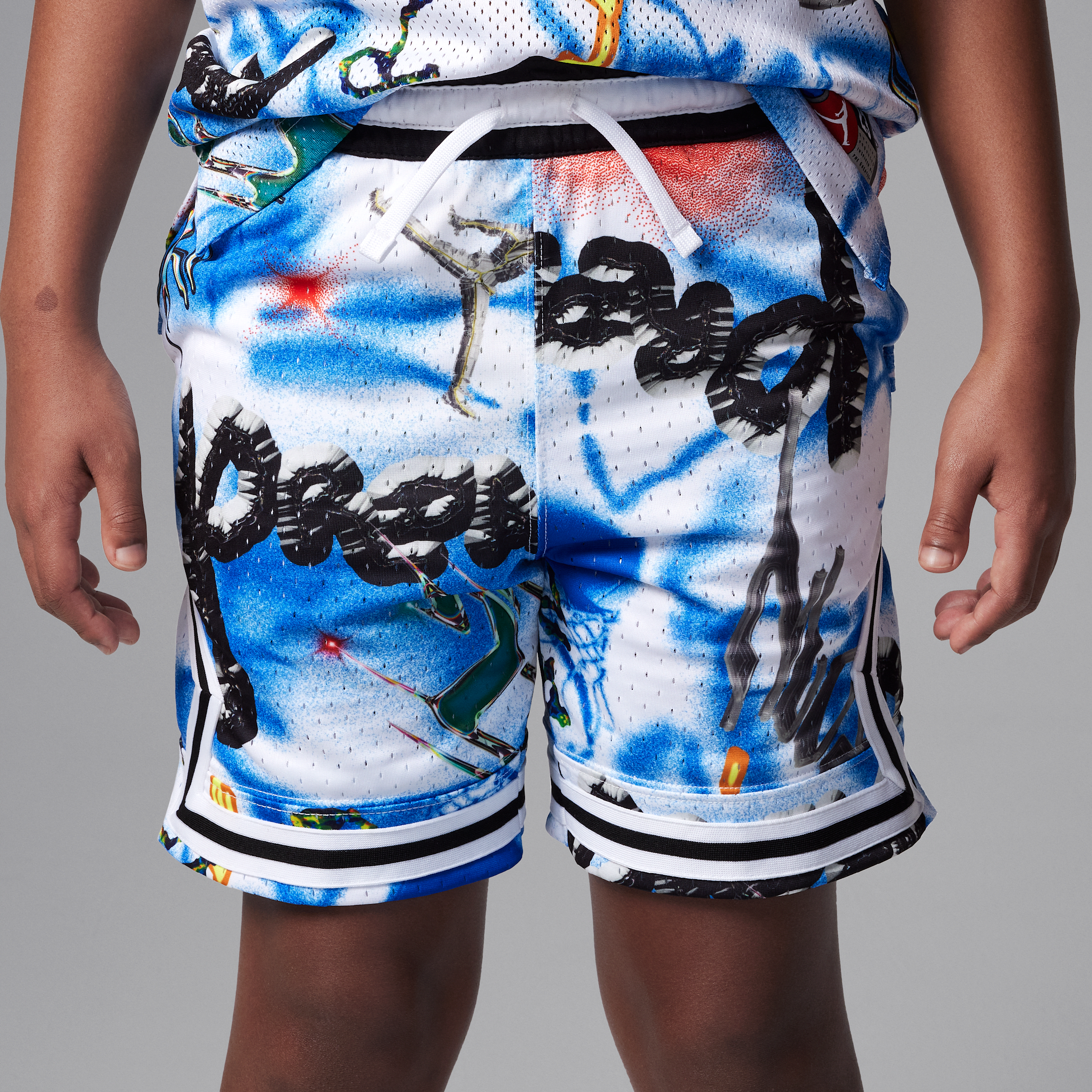 Thumbnail - Jordan Dri-FIT Sportshorts mit MJ-Print und diamantförmigen Akzenten (ältere Kinder) - Blau