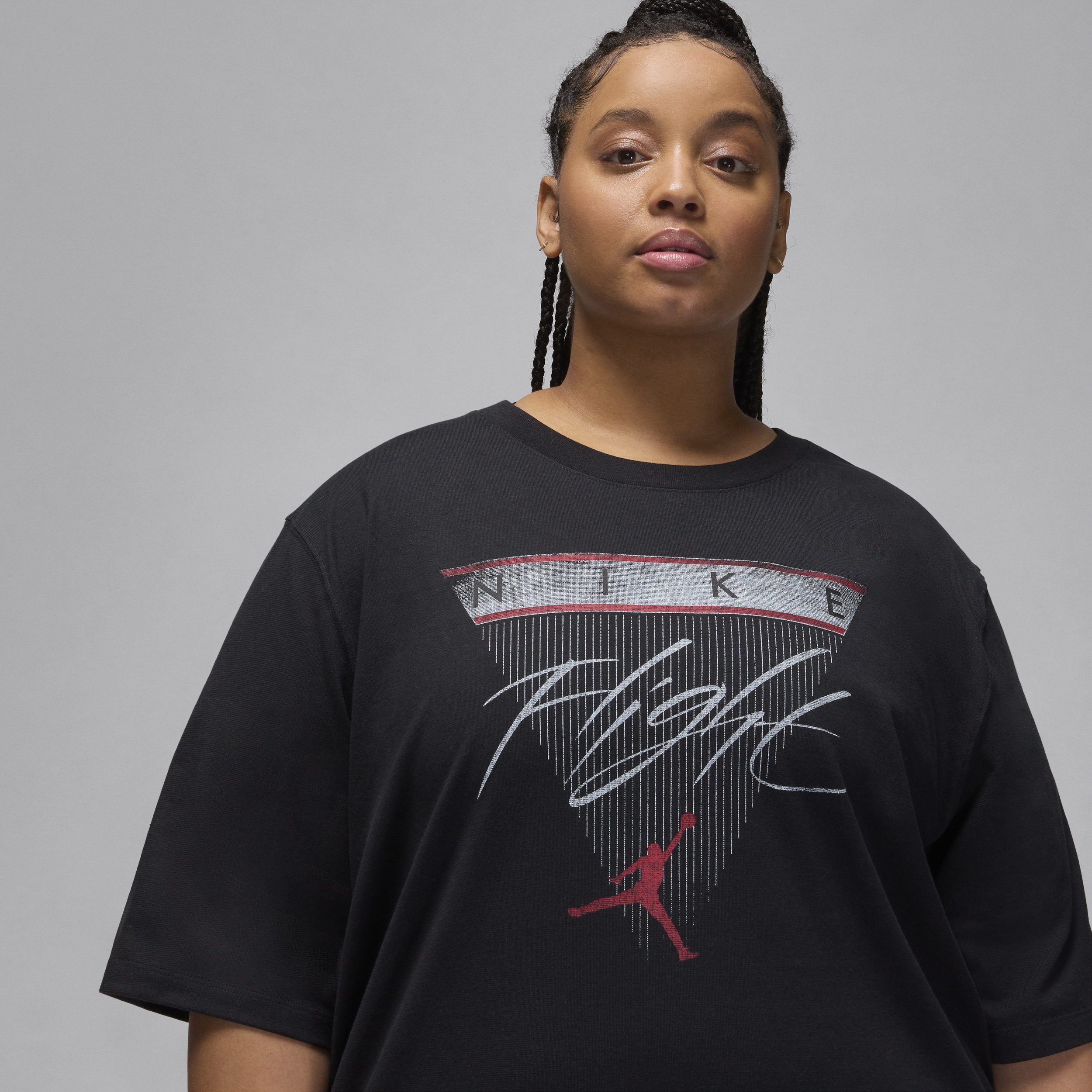 Jordan Flight Heritage T-shirt met graphic voor dames (Plus Size) Zwart