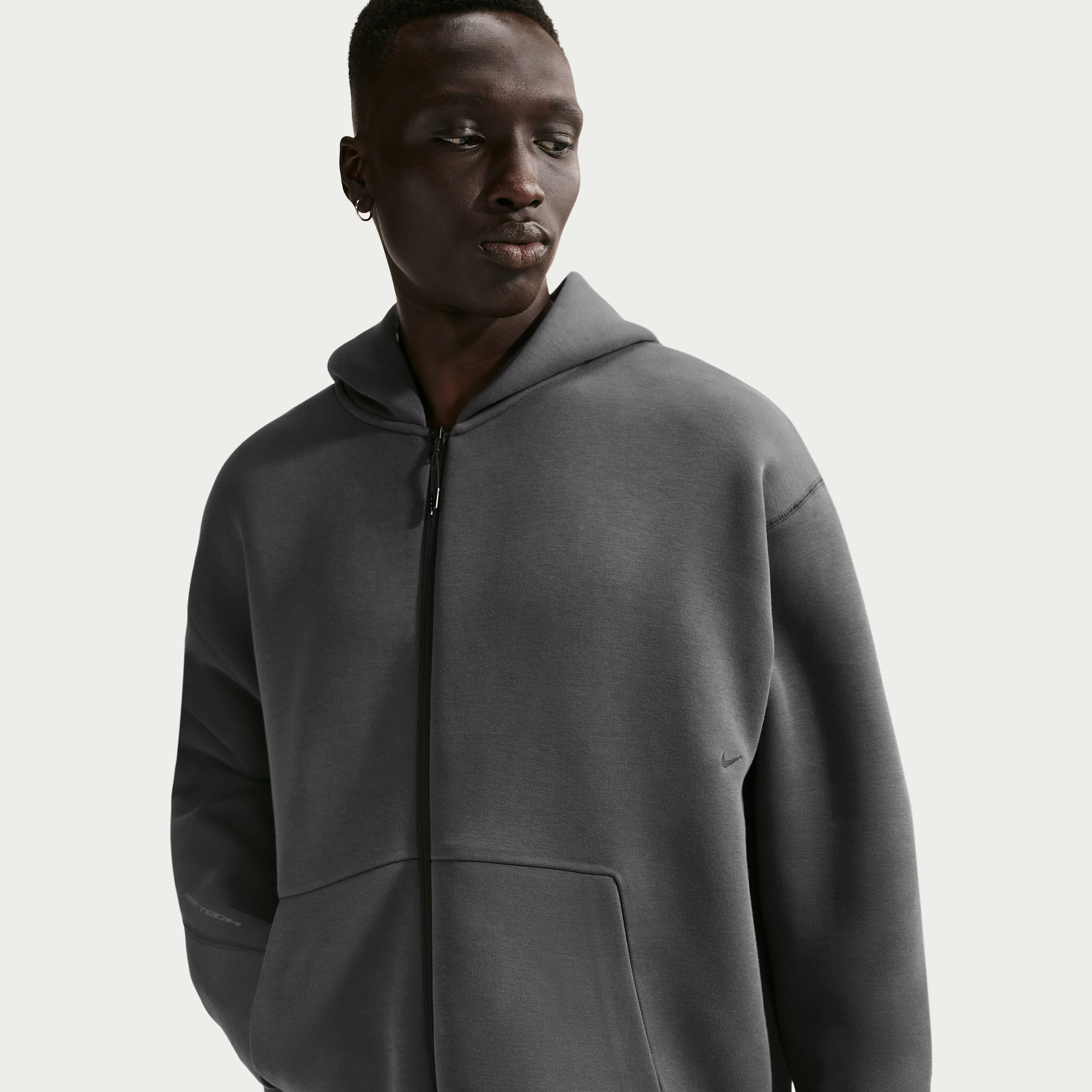 Felpa in fleece con cappuccio e zip a tutta lunghezza Nike Tech – Uomo - Grigio