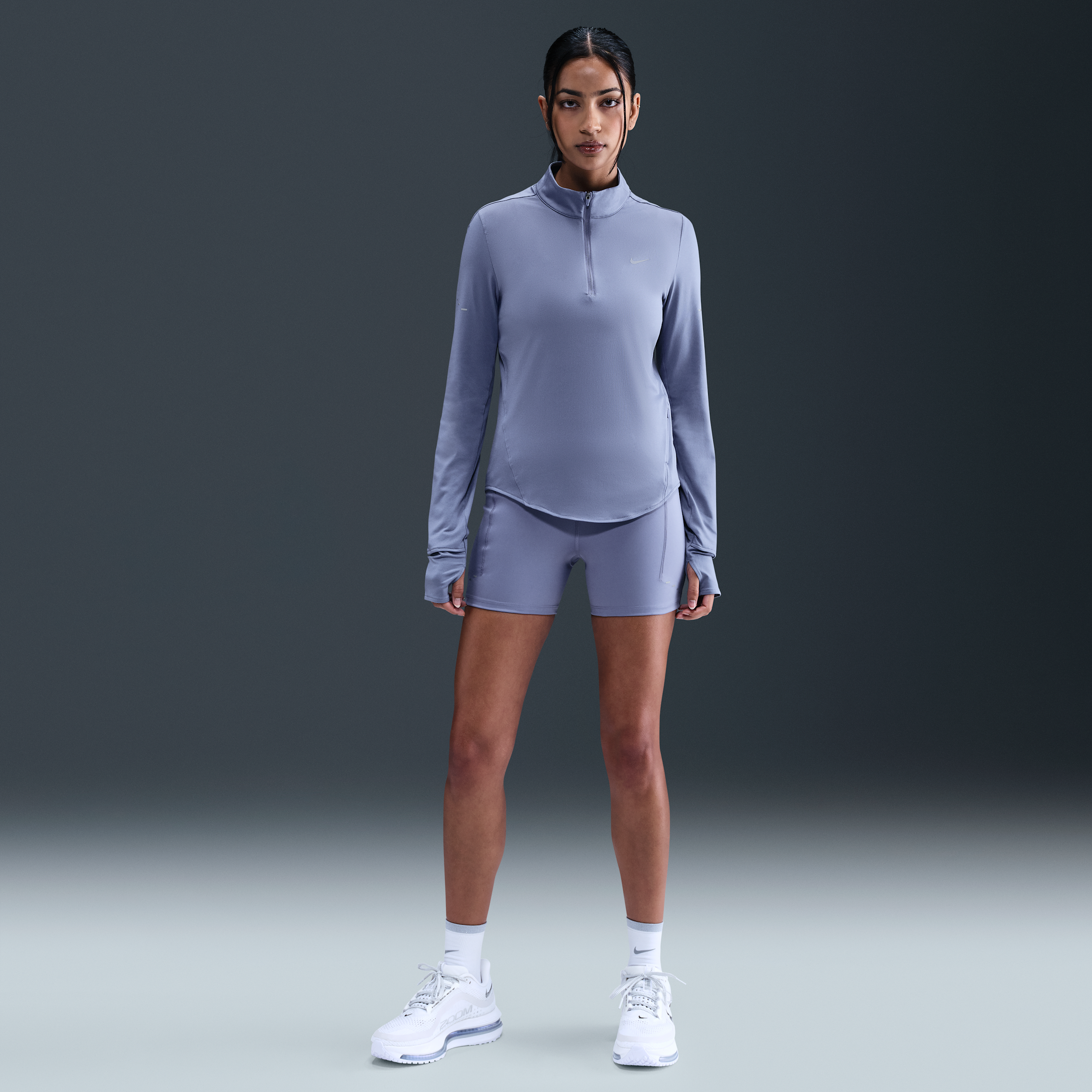 Thumbnail - Nike Swift Damen-Laufshorts mit hohem Taillenbund und Taschen (ca. 10 cm) - Blau