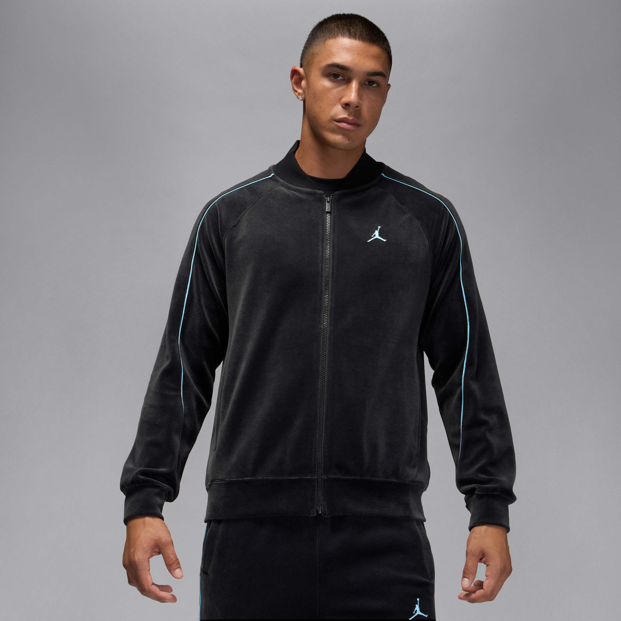 Nike Jordan Brooklyn Mens Velour Tracksuit Jacket - Black - Polyester