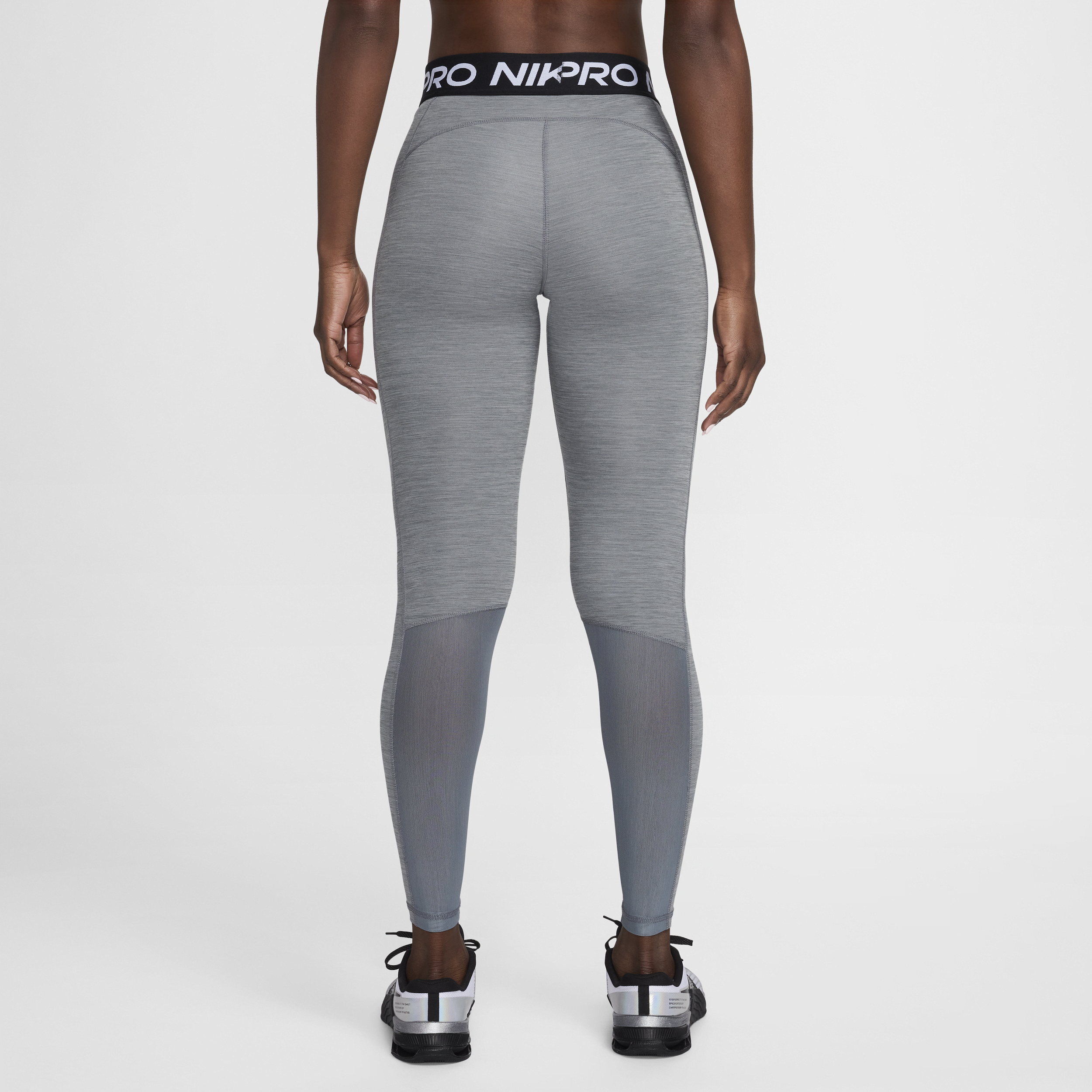 Legging taille mi-haute à empiècements en mesh Nike Pro pour femme - Gris