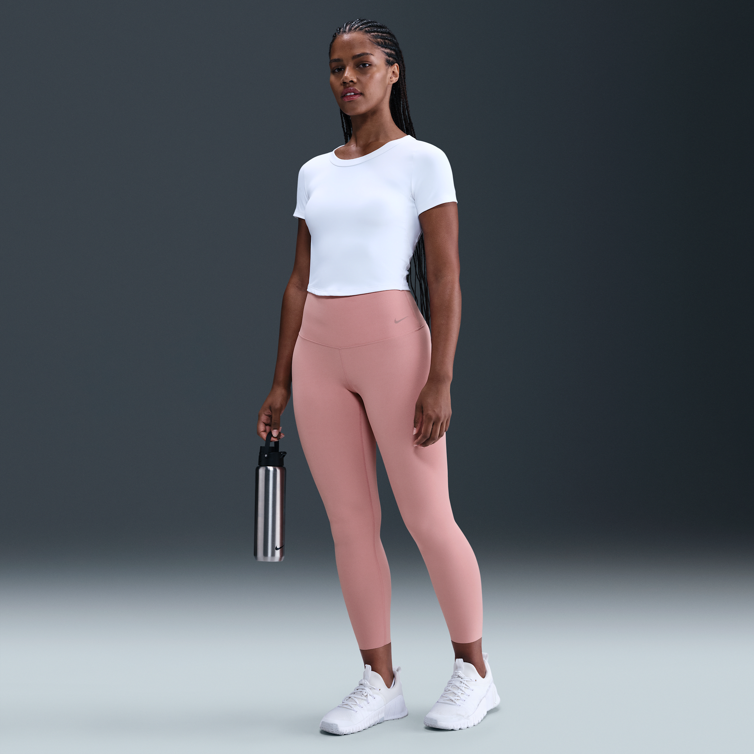 Nike Zenvy Women's High-Waisted 7/8 Leggings - Pink - Recycled Nylon Minimum