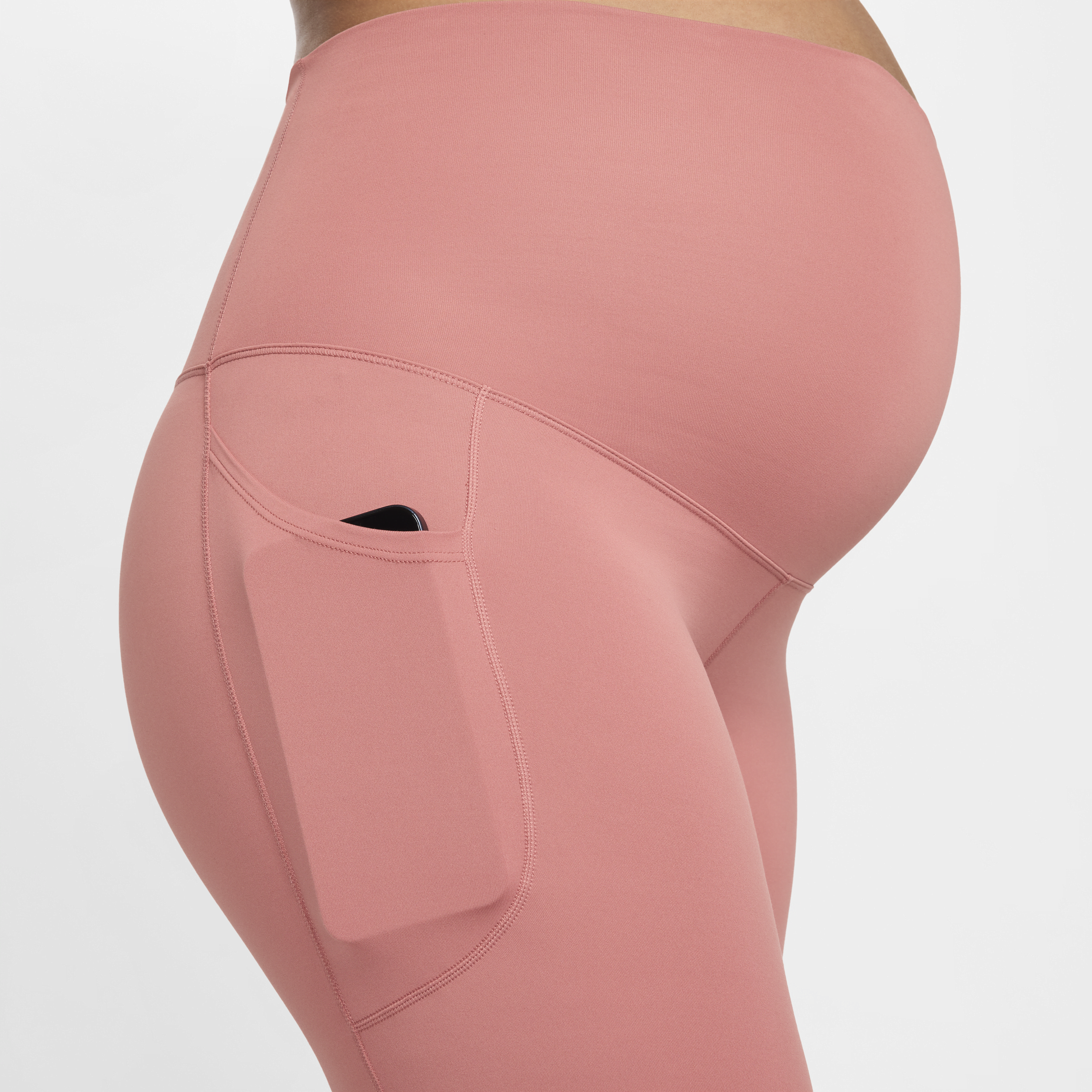 Cycliste taille haute Dri-FIT 20 cm avec poches Nike (M) One pour femme (maternité) - Rose