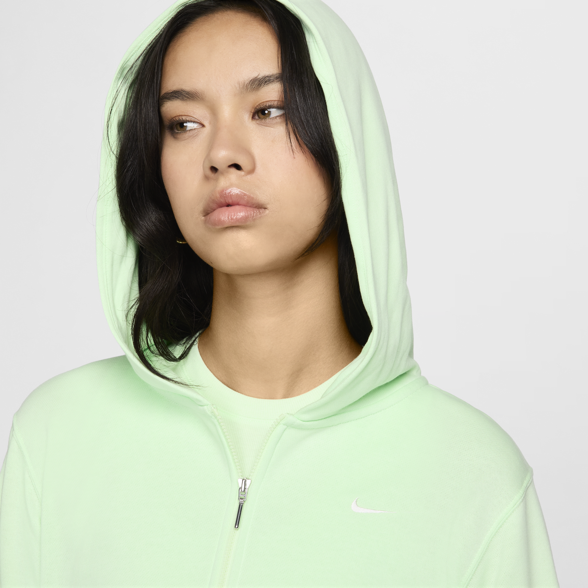 Sweat à capuche en molleton à zip et coupe ample Nike Sportswear Chill Terry pour femme - Vert