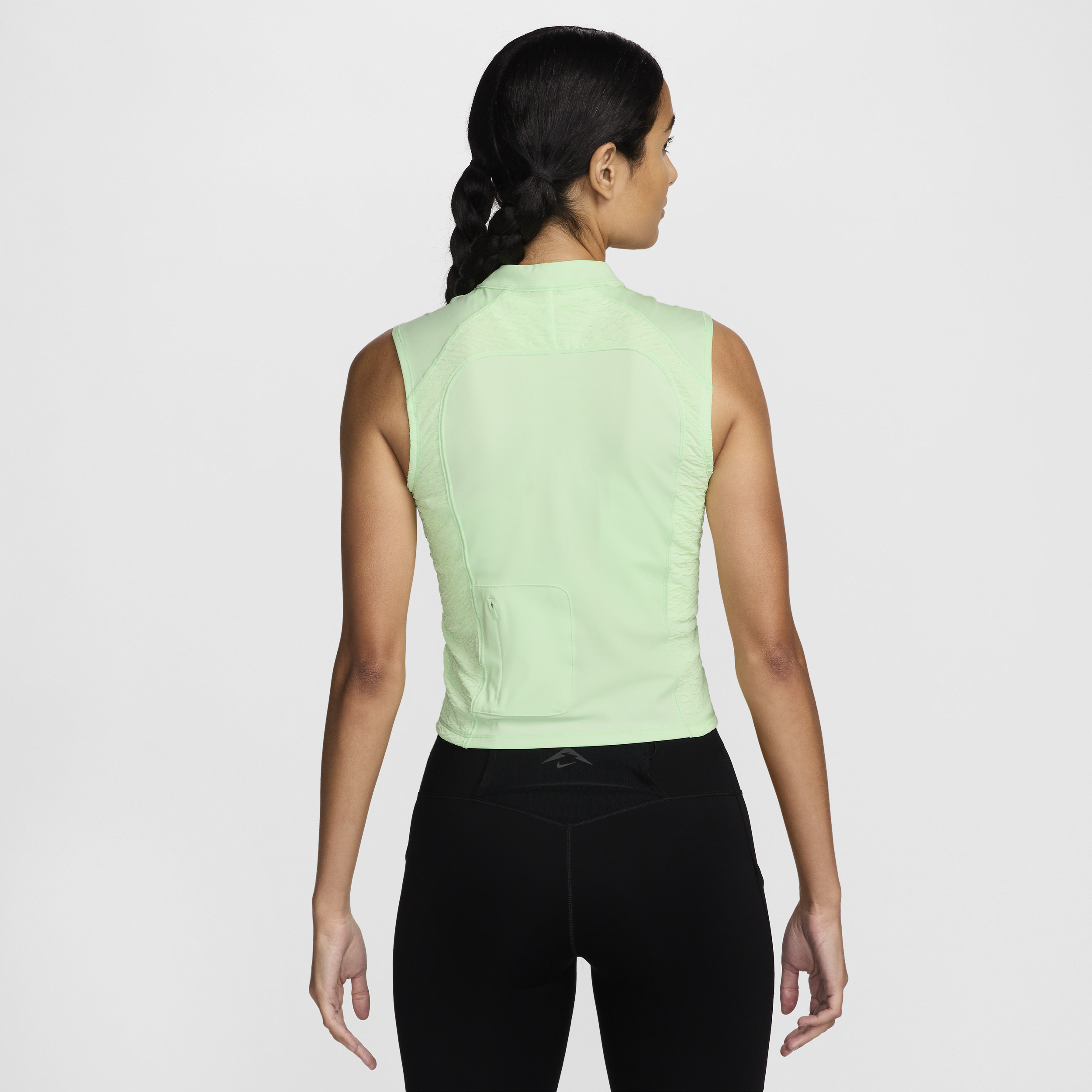 Nike Trail Dri-FIT hardlooptanktop met korte rits voor dames Groen