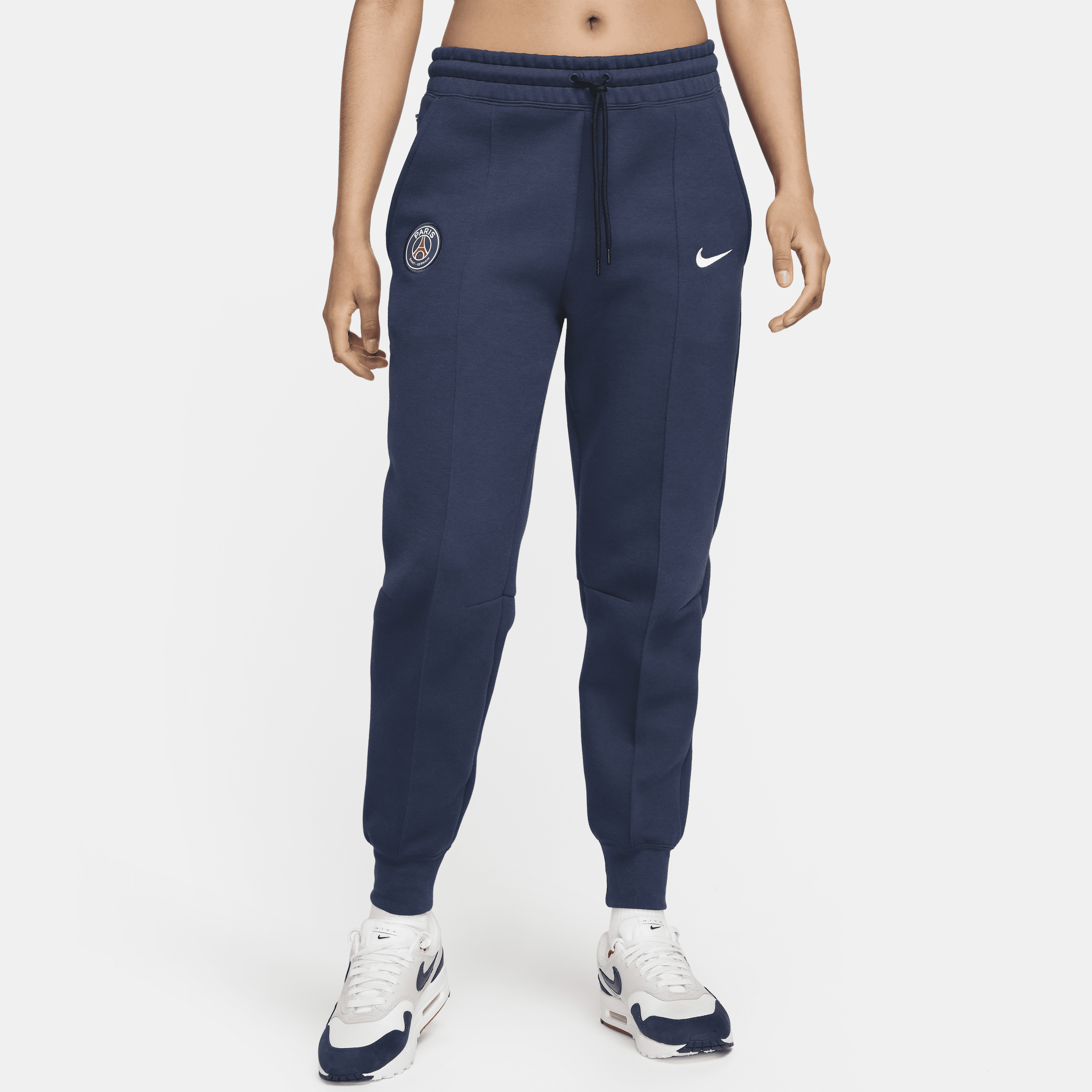 Pantalon de jogging taille mi-haute Nike Football Paris Saint-Germain Tech Fleece pour femme - Bleu