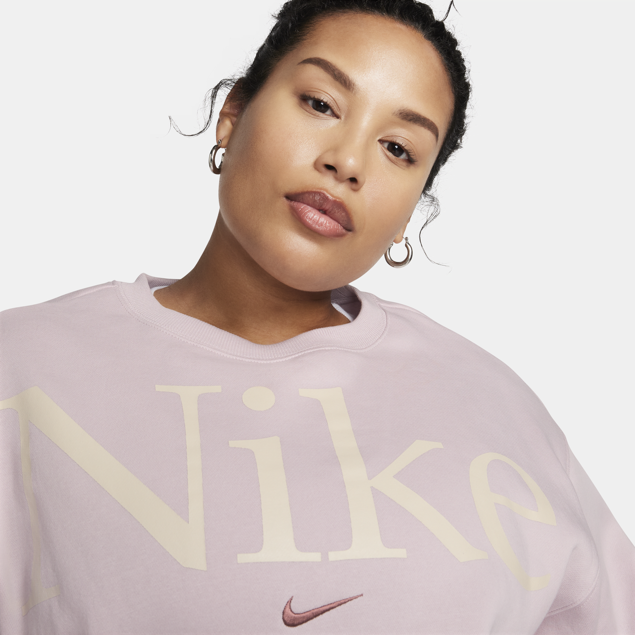 Nike Sportswear Phoenix Fleece oversized sweatshirt van fleece met ronde hals en logo voor dames (Plus Size) Paars