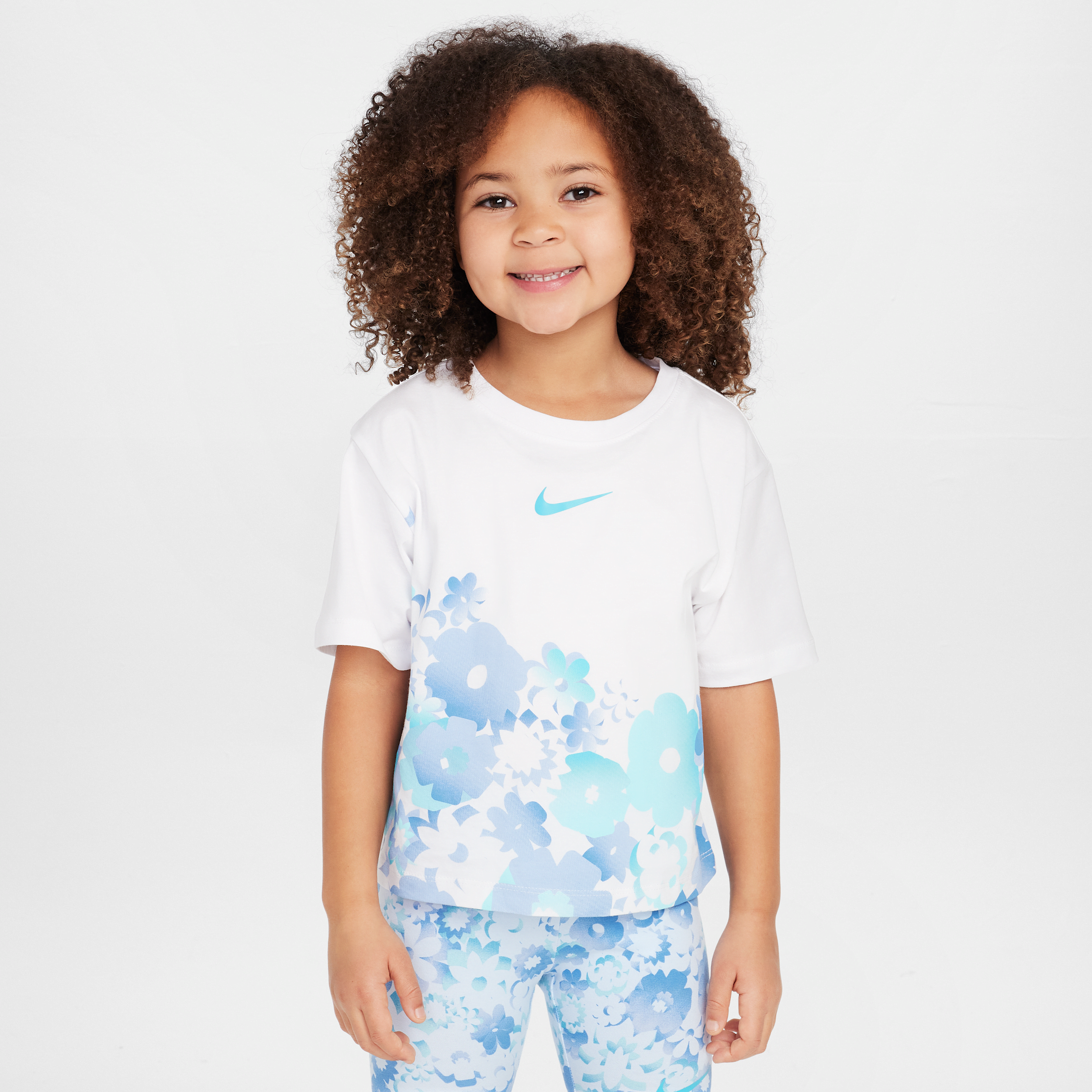 Thumbnail - Nike Flow-Ral 2-teiliges Bike-Shorts-Set mit Print (jüngere Kinder) - Blau