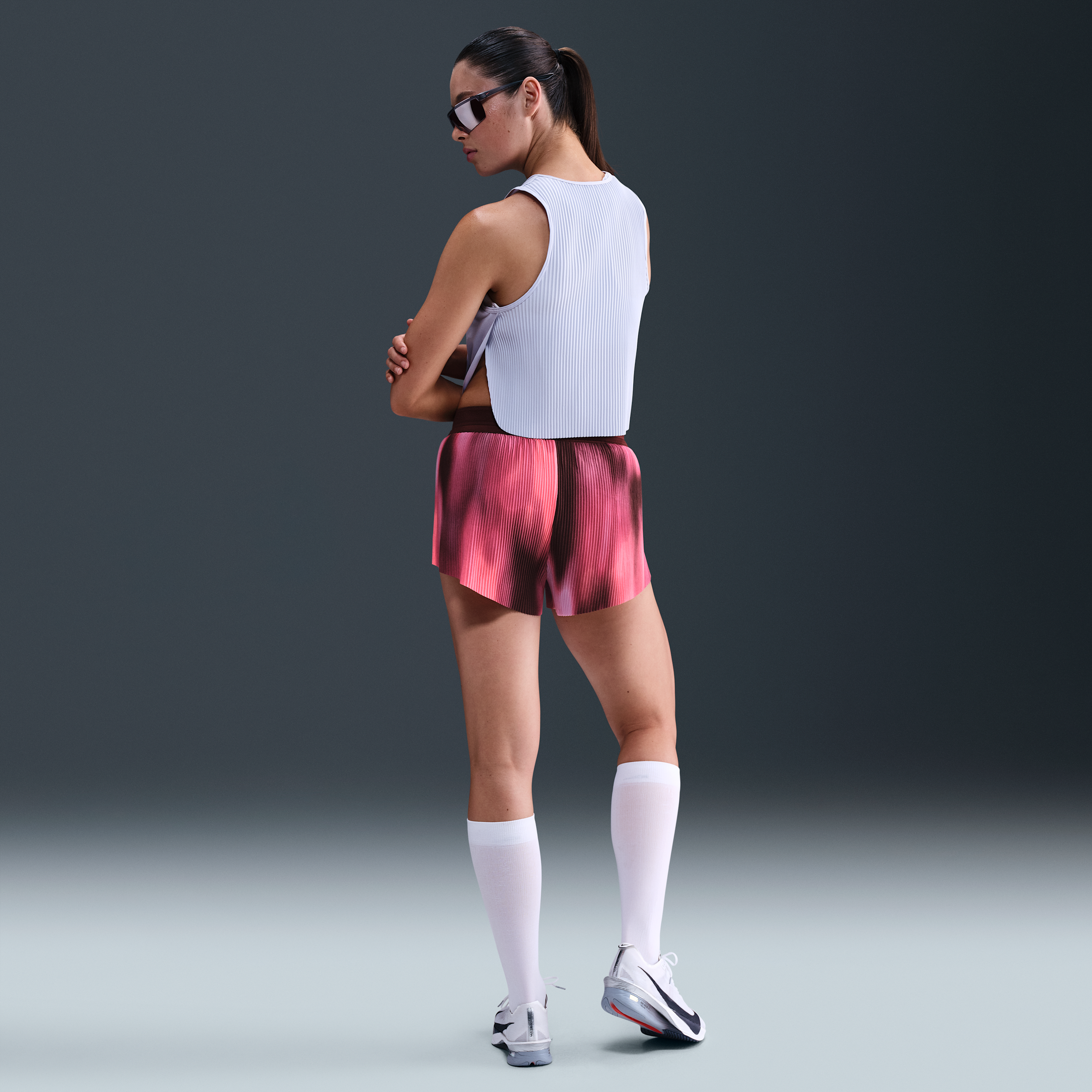 Nike AeroSwift 'Faith Kipyegon' Dri-FIT ADV hardloopshorts met halfhoge taille en binnenbroekje voor dames (8 cm) Paars