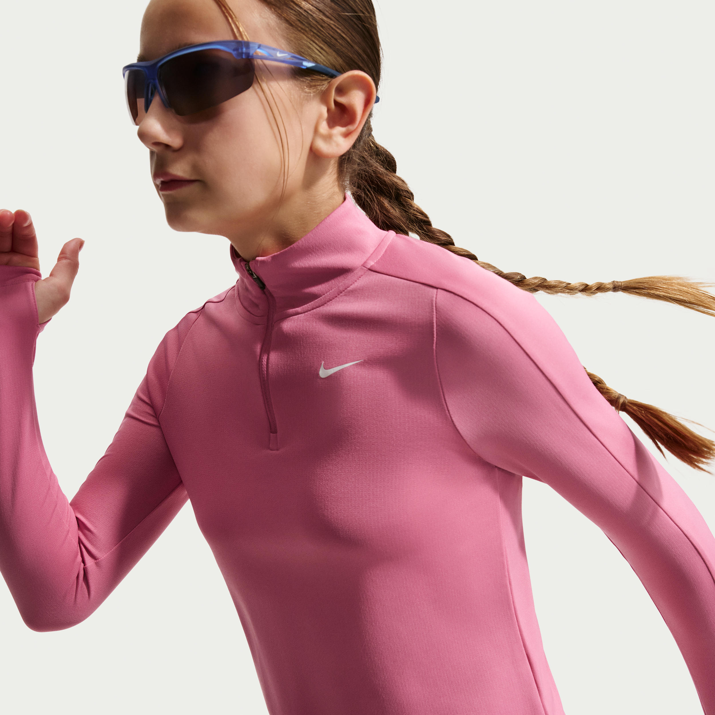 Thumbnail - Nike Dri-FIT Longsleeve mit Viertelreißverschluss (Mädchen) - Pink