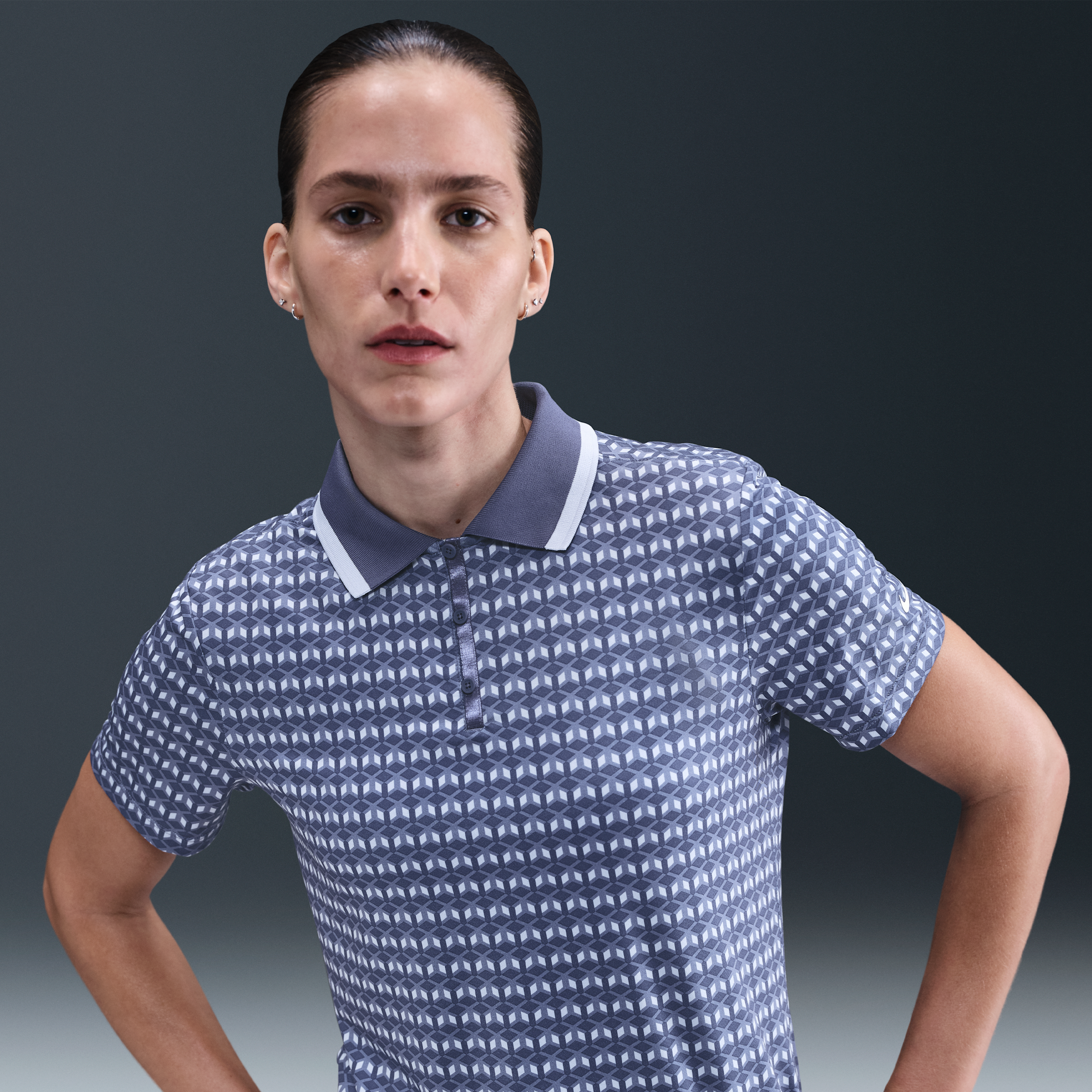 Nike Tour Womens Dri-FIT Short-Sleeve Printed Golf Polo - Purple - Polyester