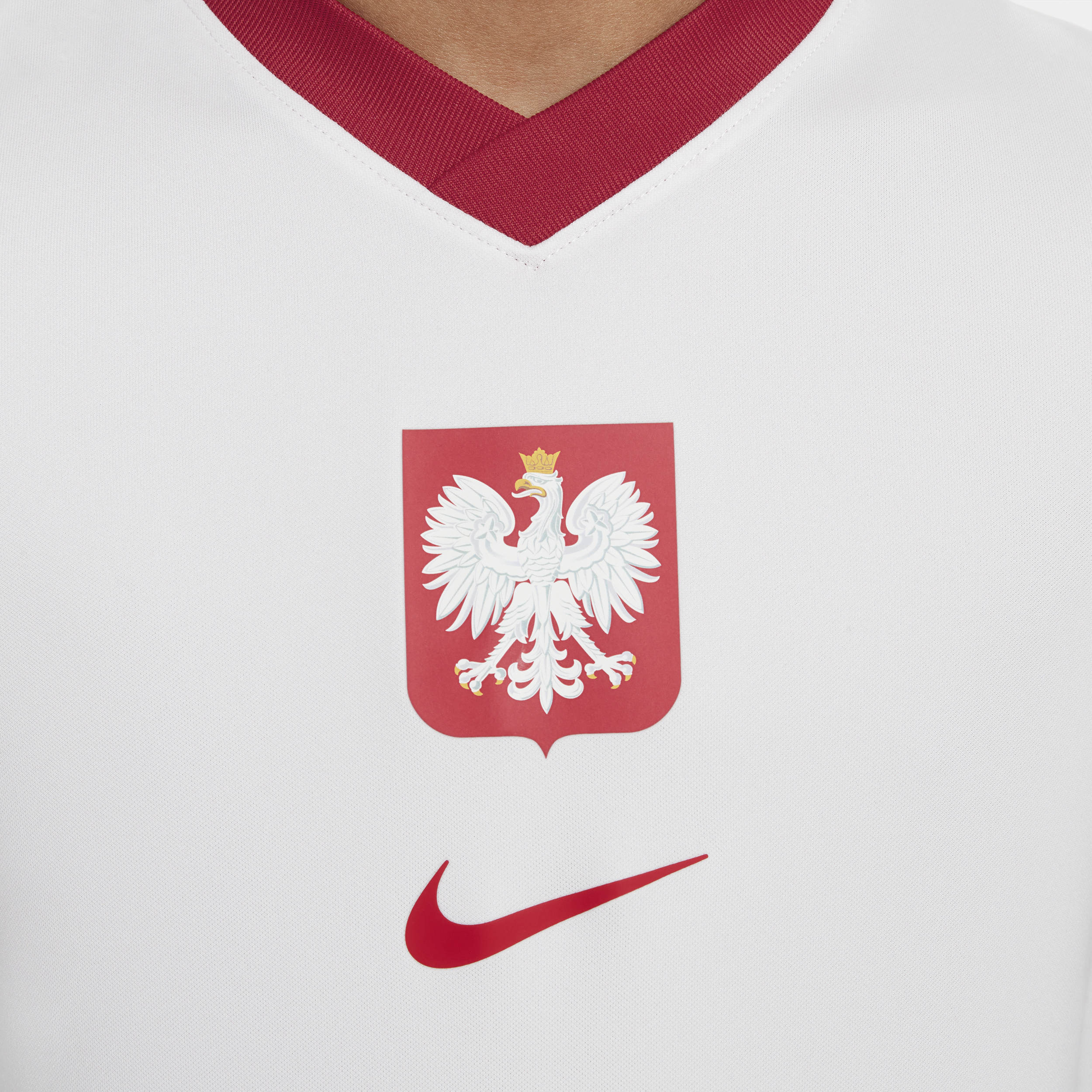 Nike Polen 2024 25 Thuis Dri-FIT voetbaltop met korte mouwen voor kids Wit