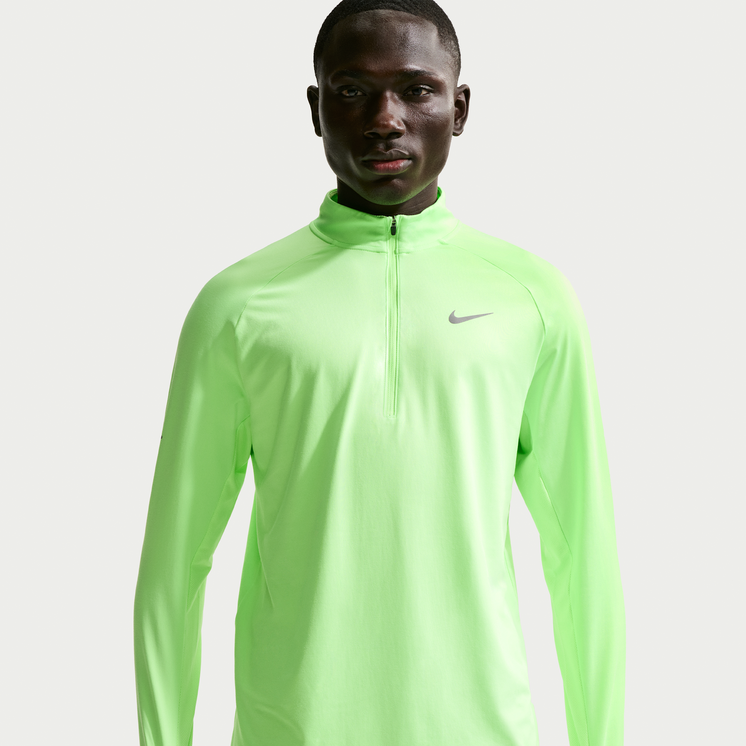 Nike Stride Dri-FIT hardlooptop met korte rits voor heren - Groen