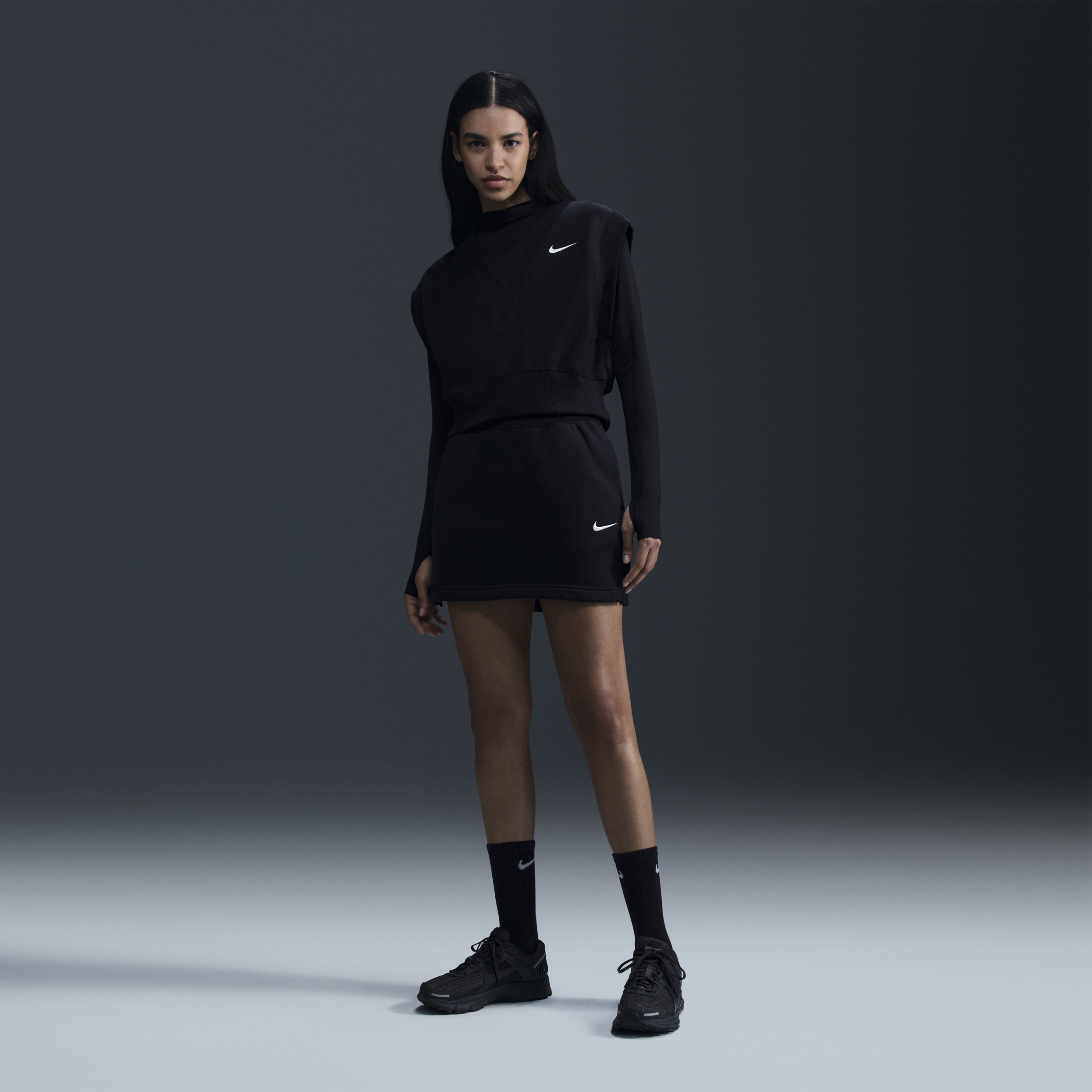 Mini-jupe slim Nike Sportswear Phoenix en Fleece pour femme - Noir