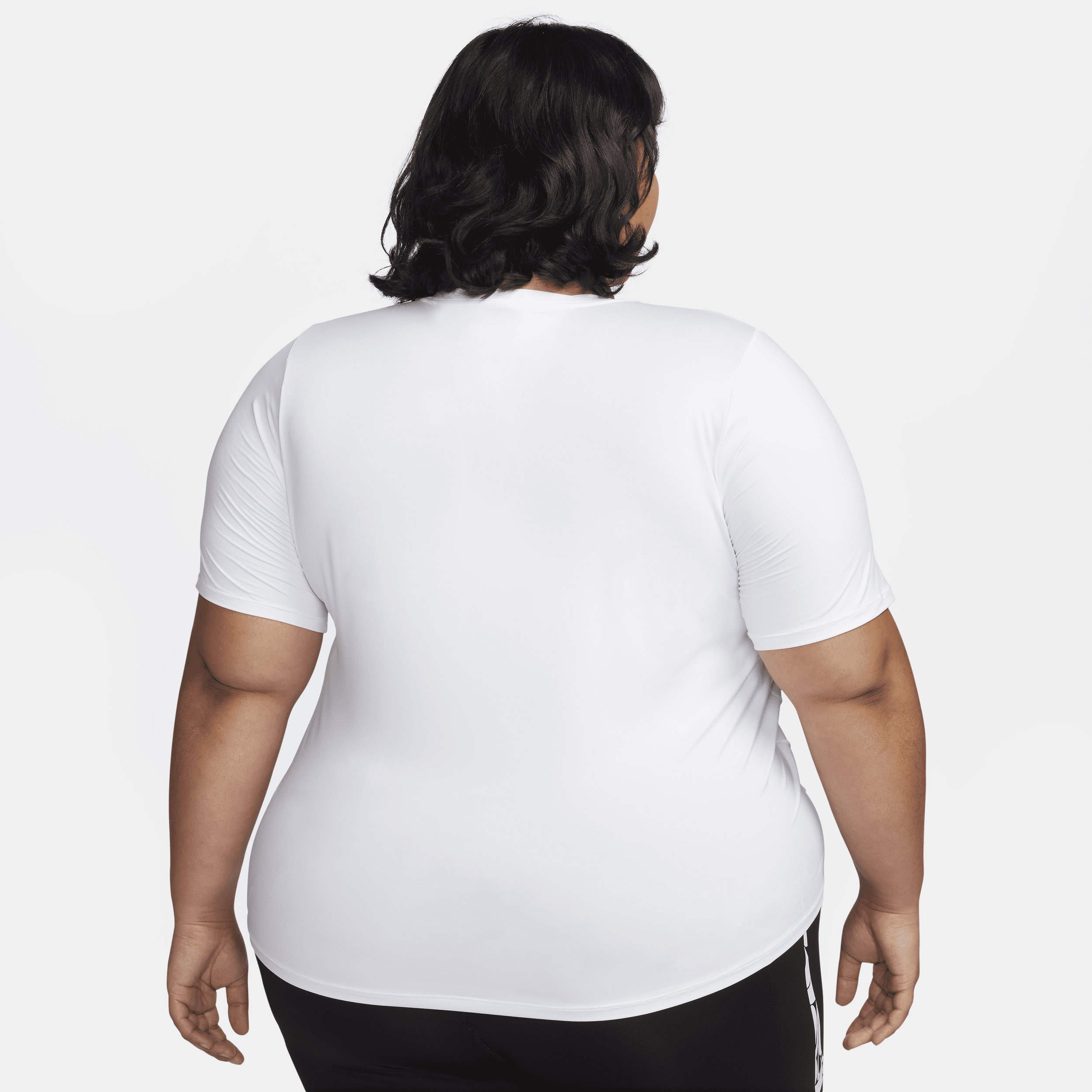 Nike One Swoosh Dri-FIT hardlooptop met korte mouwen voor dames (Plus Size) Wit