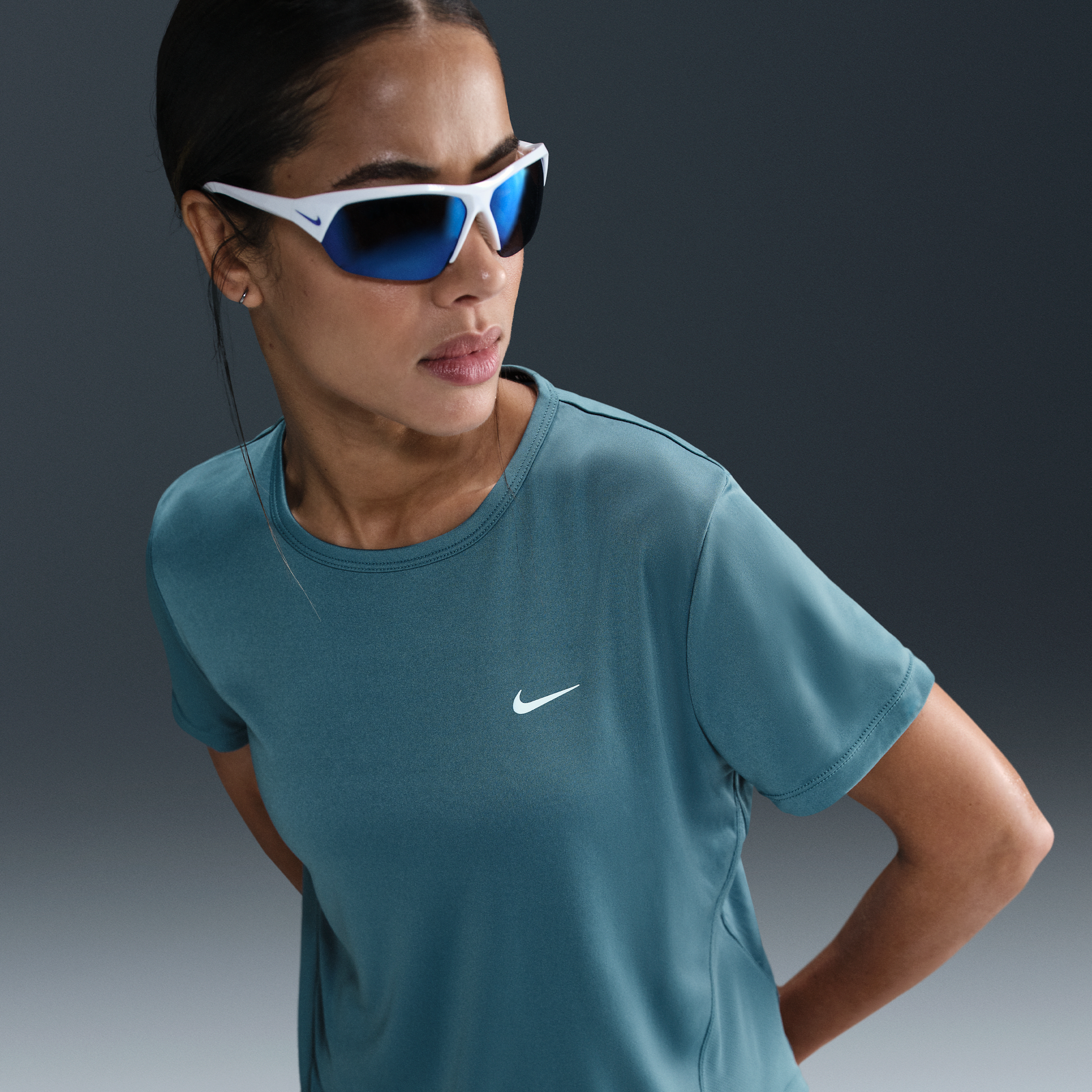 Nike Tempo Dri-FIT hardlooptop met korte mouwen voor dames - Blauw