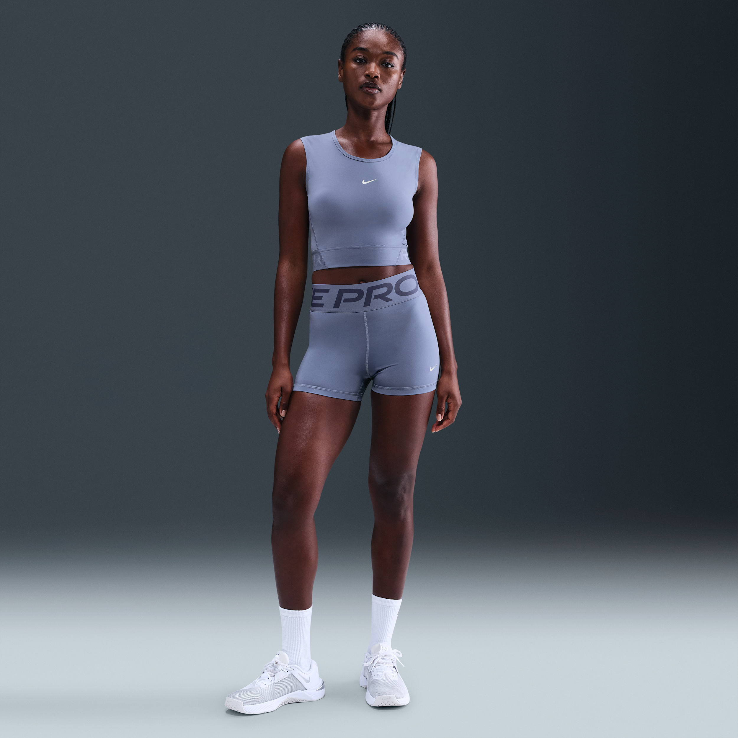 Thumbnail - Nike Pro Sculpt Bike-Shorts (ca. 8 cm) mit hohem Taillenbund (Damen) - Blau