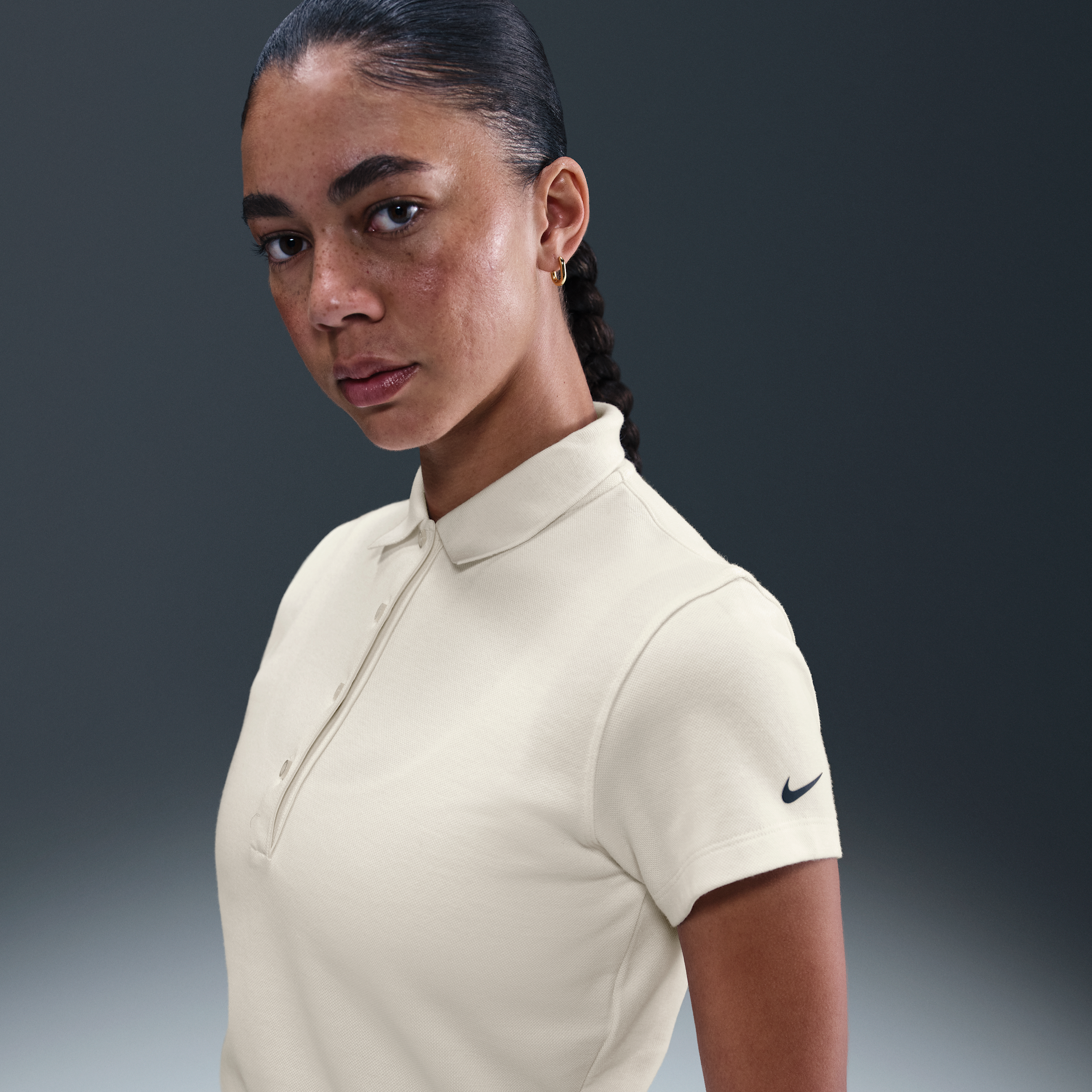Nike Womens Short-Sleeve Golf Polo - White - Cotton/Polyester