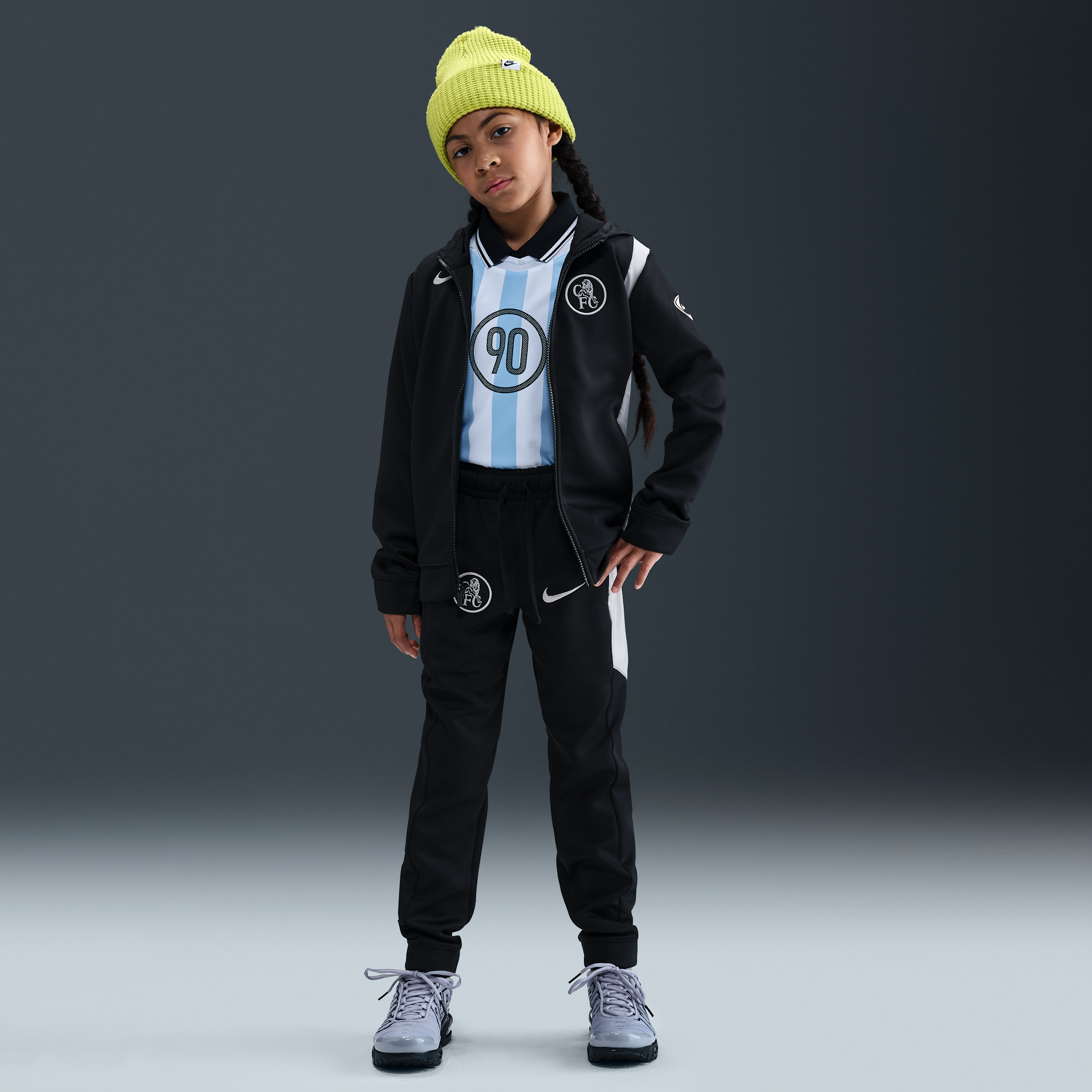 Nike Chelsea Trainingspak Full-Zip Woven 2025-2026 Kids Zwart Wit
