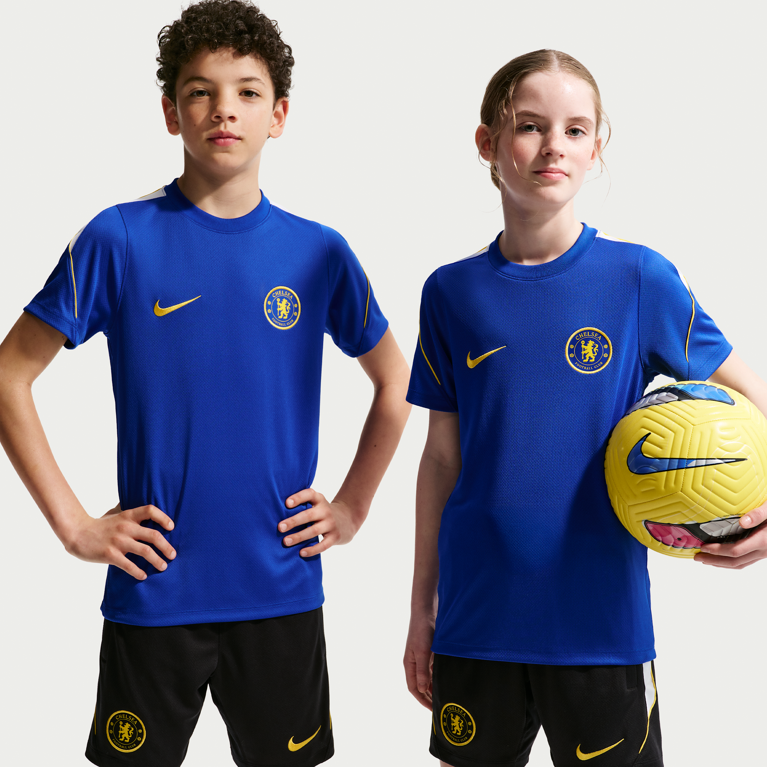Kortærmet Chelsea FC Strike Nike Dri-FIT-fodboldtrøje til større børn - blå