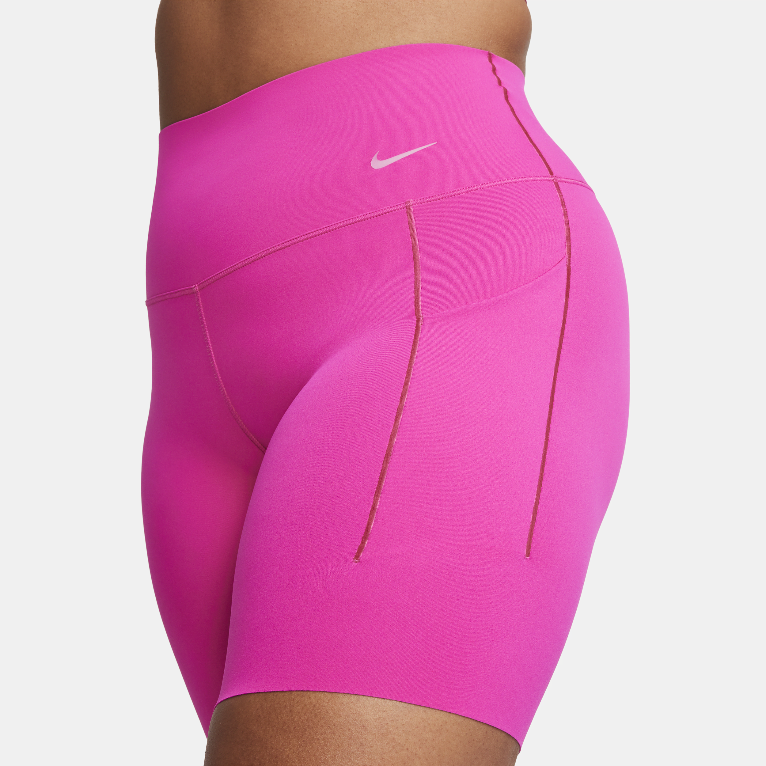 Nike Universa Bikeshorts met hoge taille zakken en medium ondersteuning voor dames (20 cm) Roze