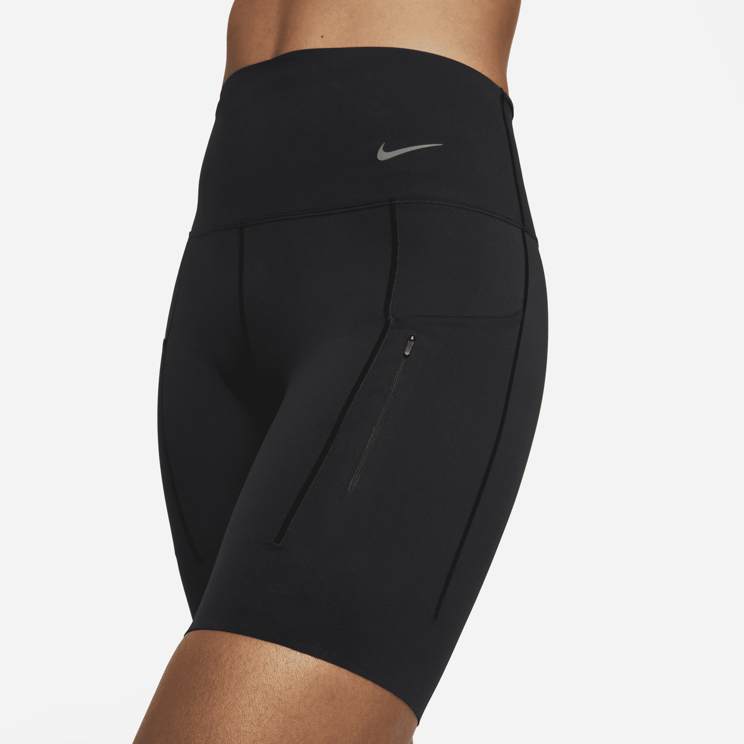 Cycliste 20 cm taille haute à maintien ferme avec poches Nike Go pour femme - Noir