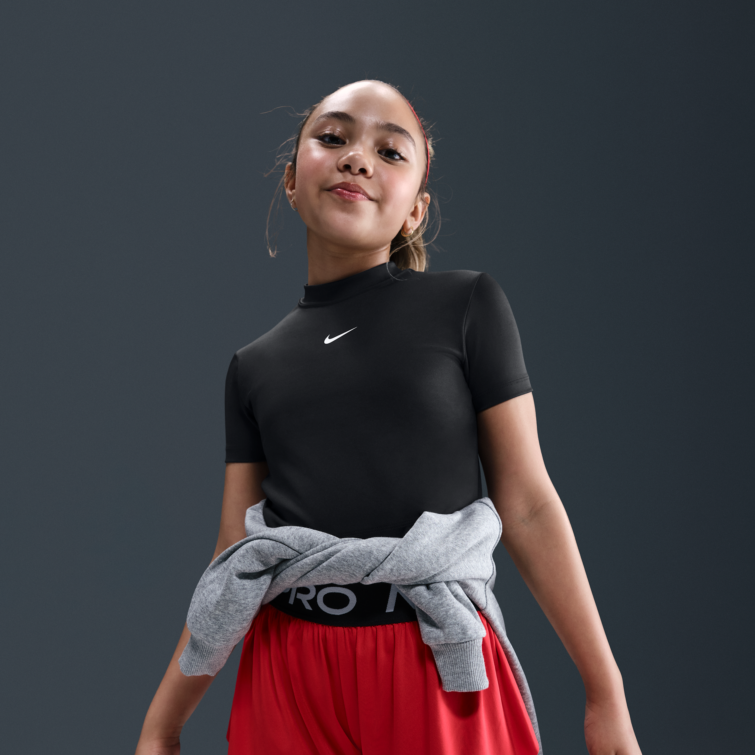Thumbnail - Nike Pro Dri-FIT-Kurzarmshirt (Mädchen) - Schwarz