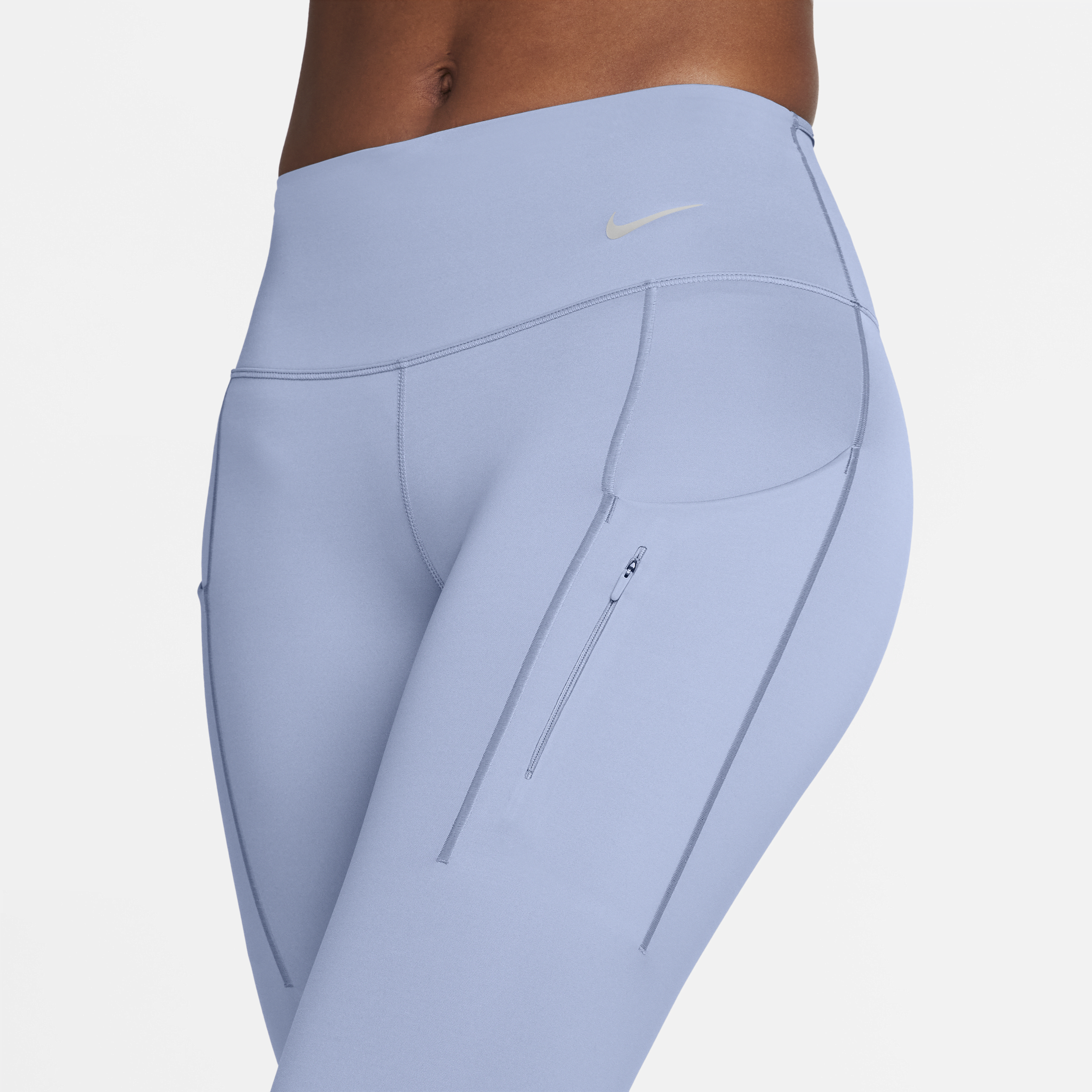 Legging 7/8 taille mi-haute à maintien supérieur avec poches Nike Go pour femme - Bleu