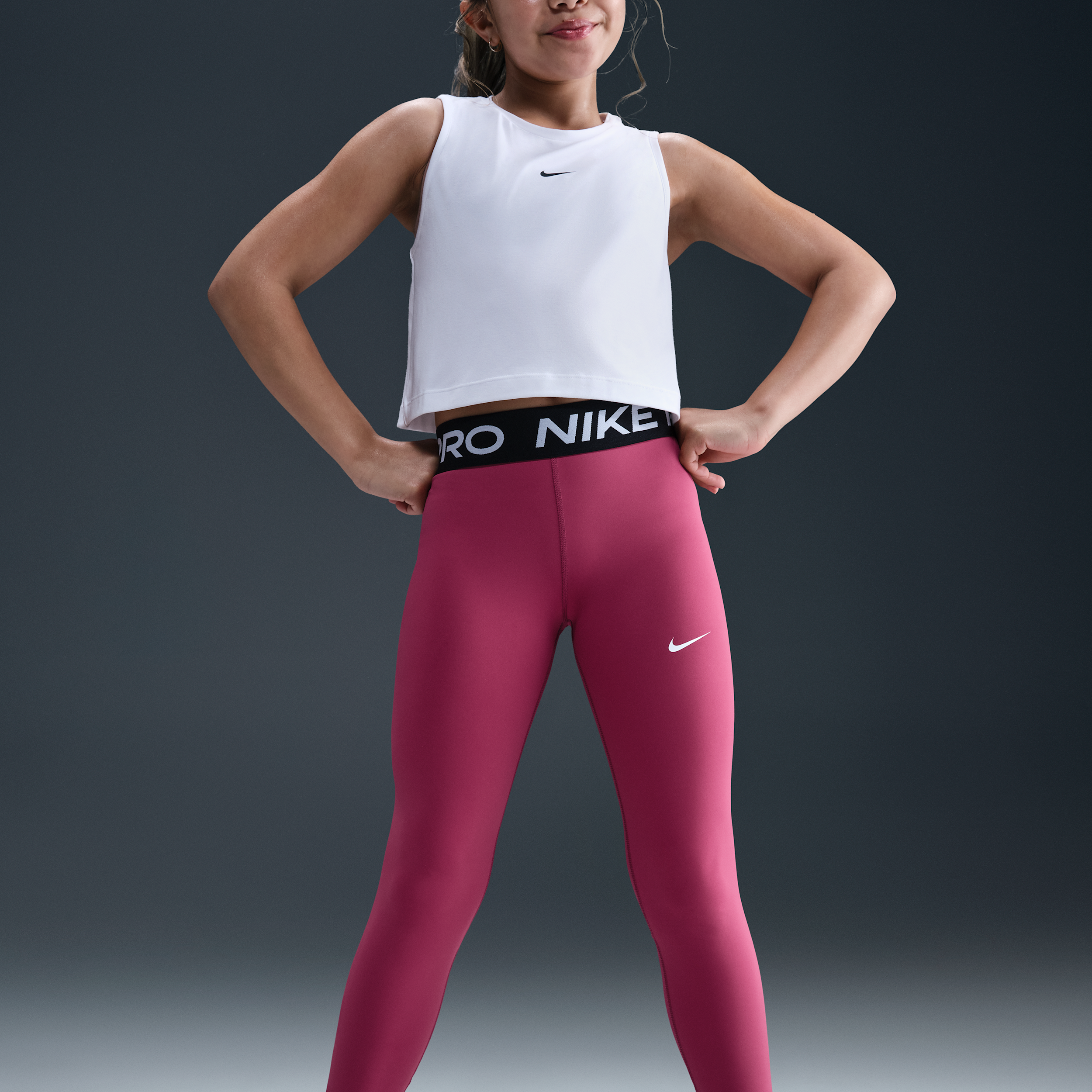 Thumbnail - Nike Pro Leggings mit mittelhohem Bund (Mädchen) - Lila