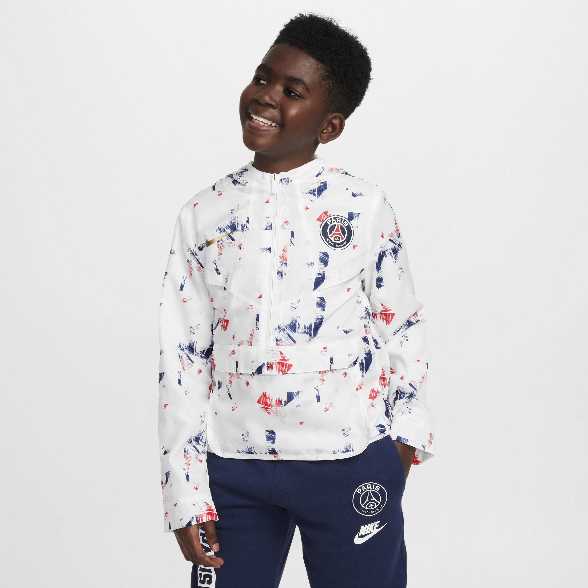 Anorak Nike Football Paris Saint-Germain Amplify Windrunner pour ado (garçon) - Blanc