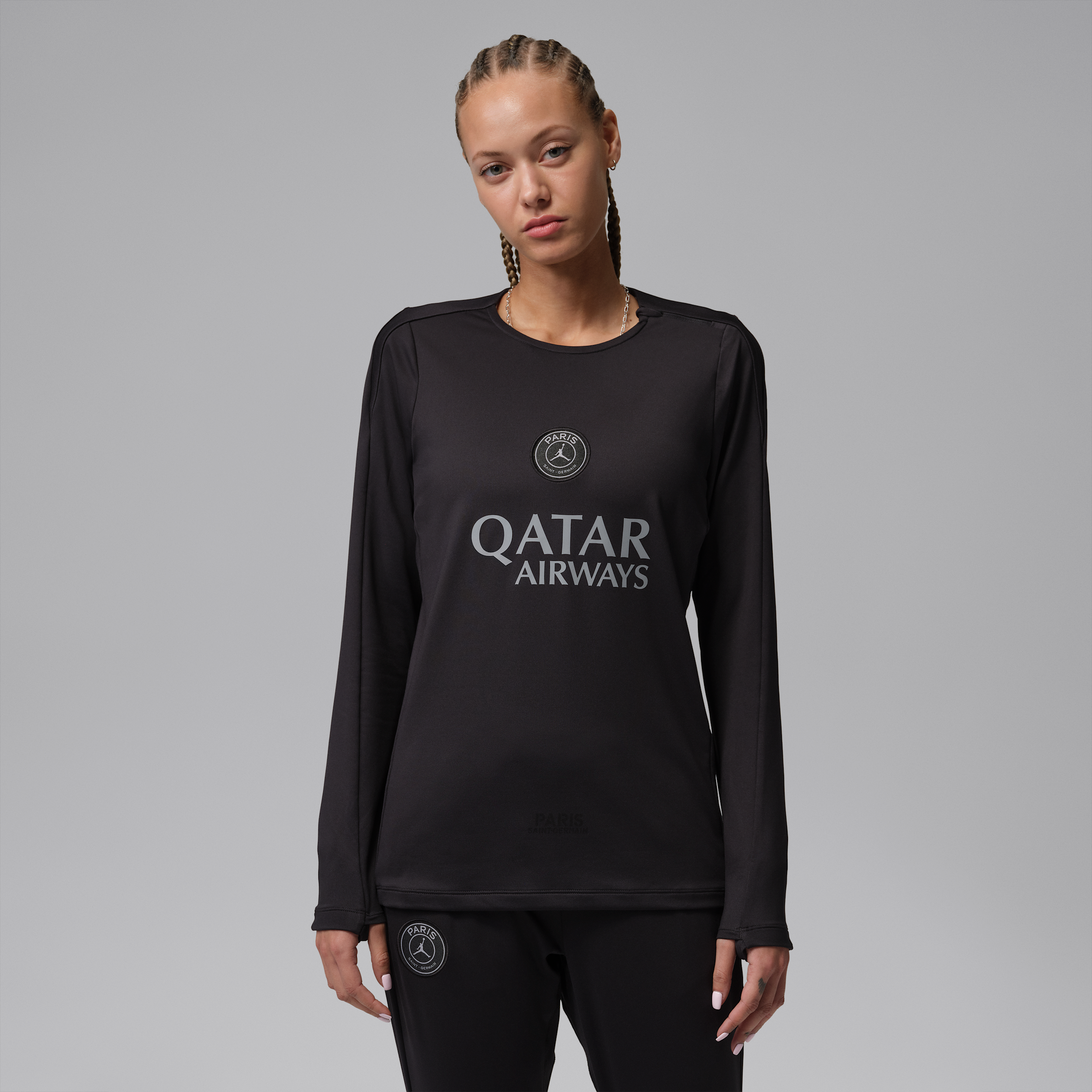 Paris Saint-Germain Strike Fourth Jordan Dri-FIT-fodboldtrøje med rund hals til kvinder - sort